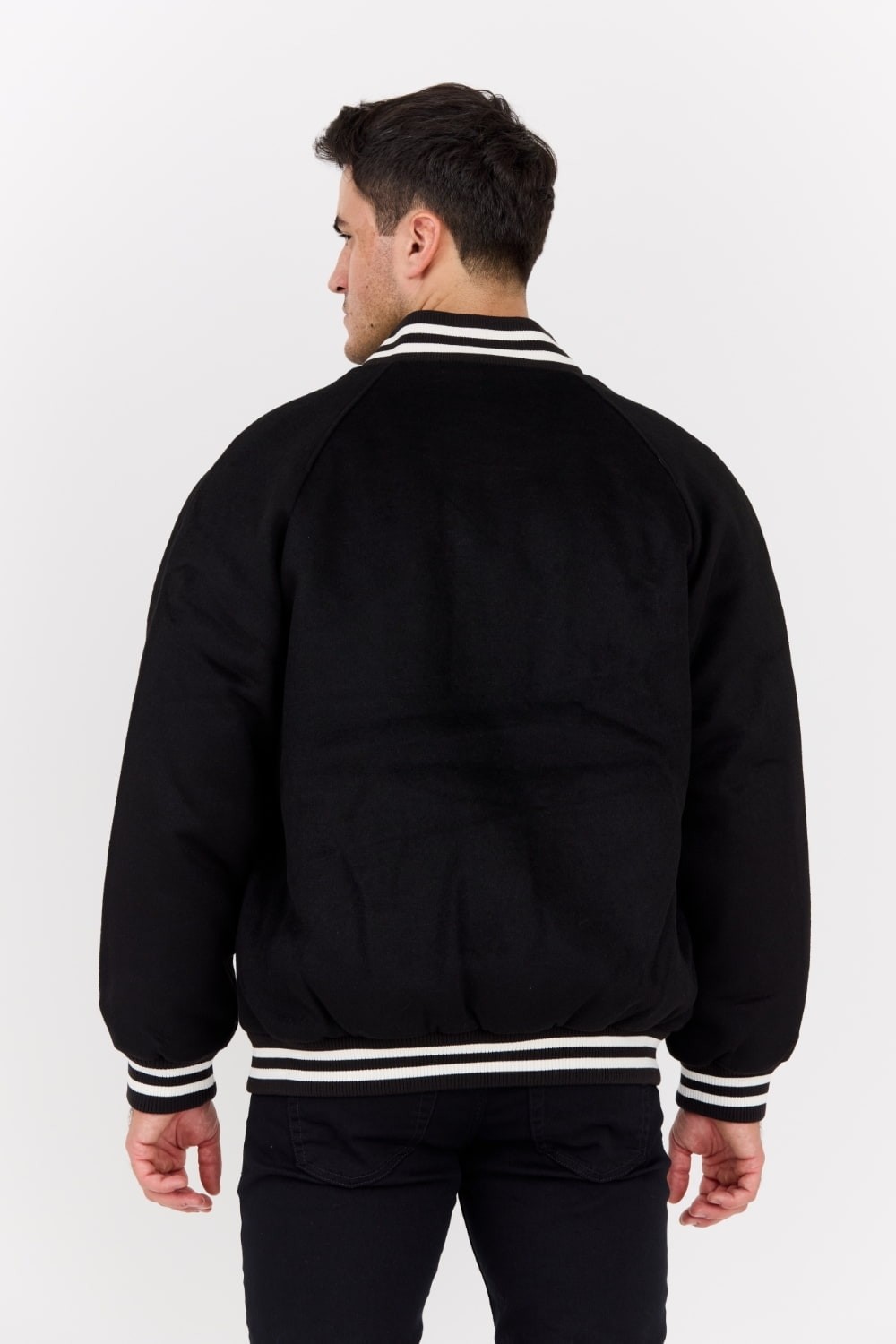 TOMMY JEANS Bomber negru Varsity din amestec de lână pentru bărbați