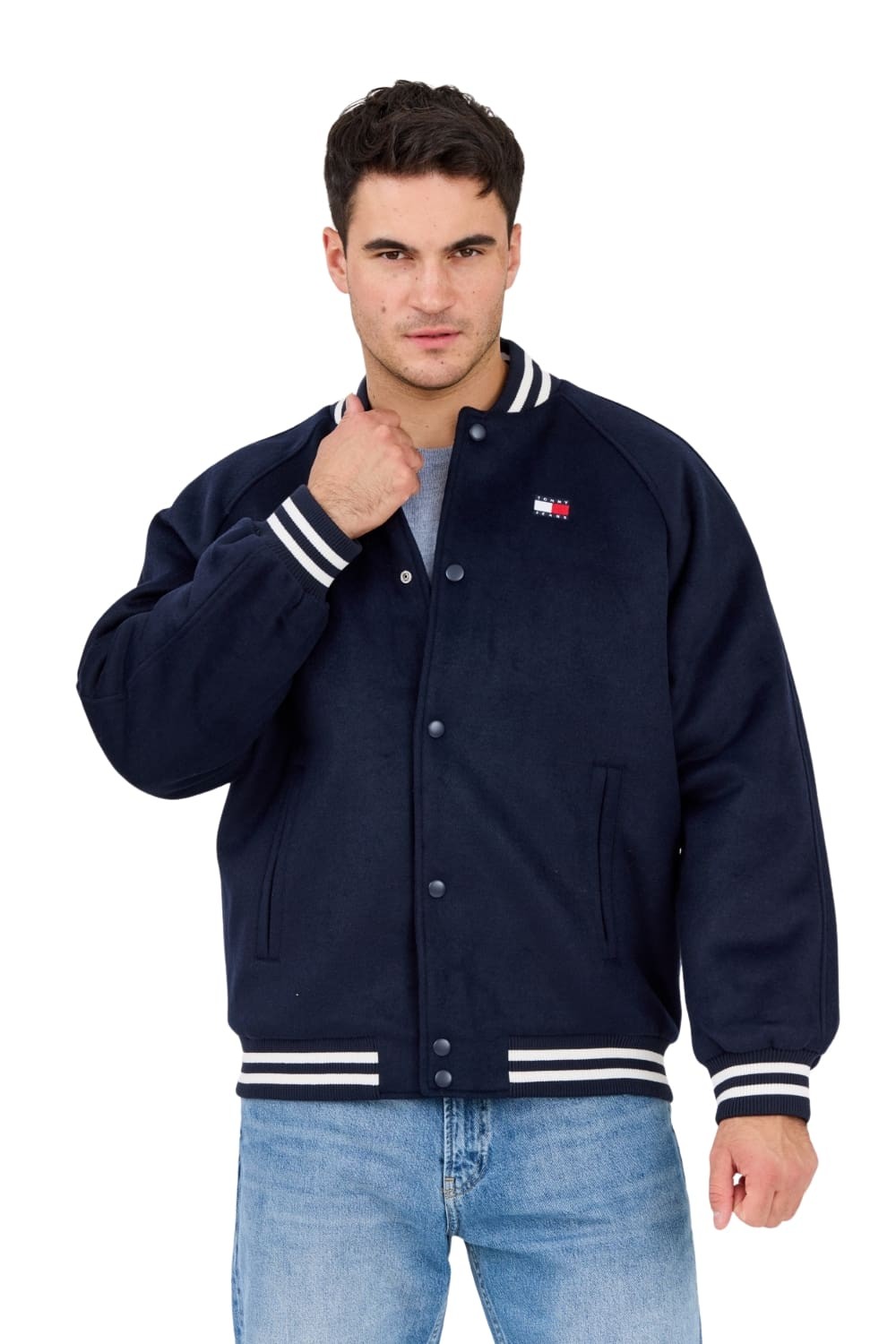 TOMMY JEANS Granatowy męski bomber z domieszką wełny Varsity