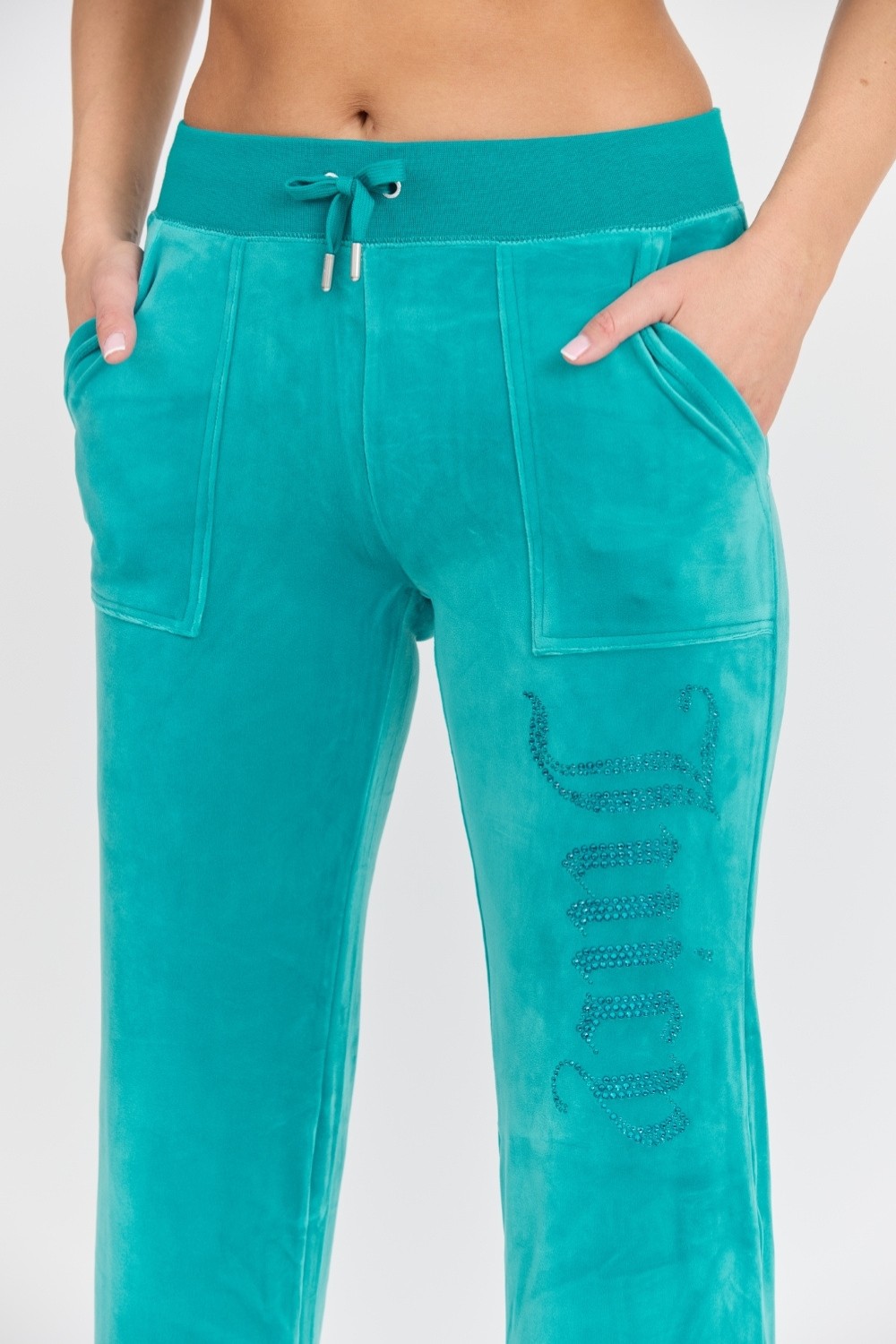 JUICY COUTURE Women's turquoise Layla Jewelled Low Rise Board Pants