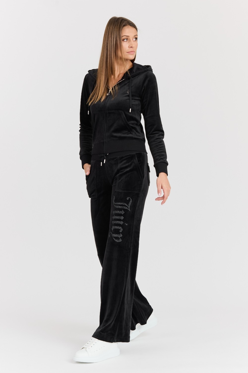 JUICY COUTURE Czarne damskie dresowe spodnie Layla Jewelled Low Rise Pant