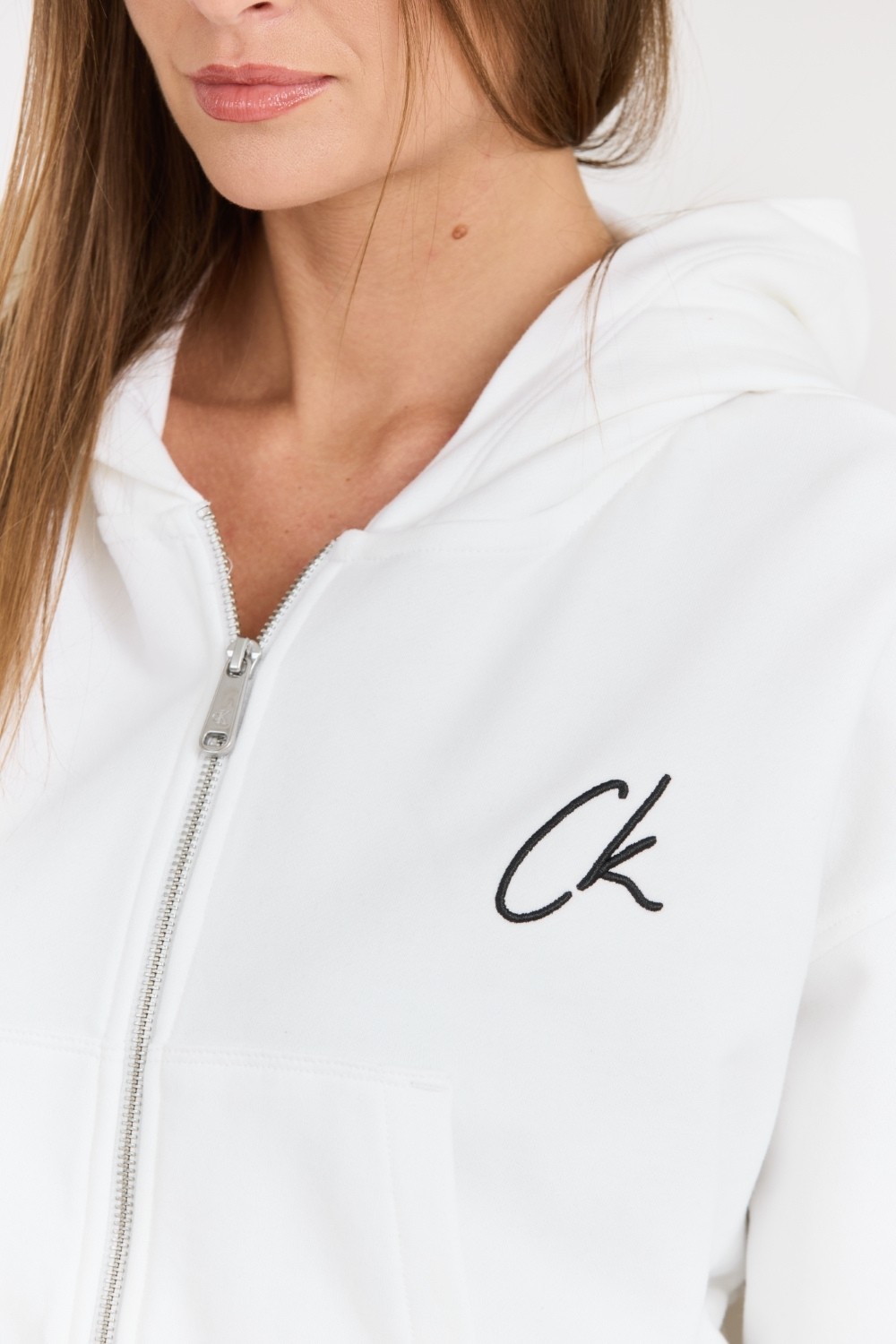 CALVIN KLEIN White women's zip-up hoodie