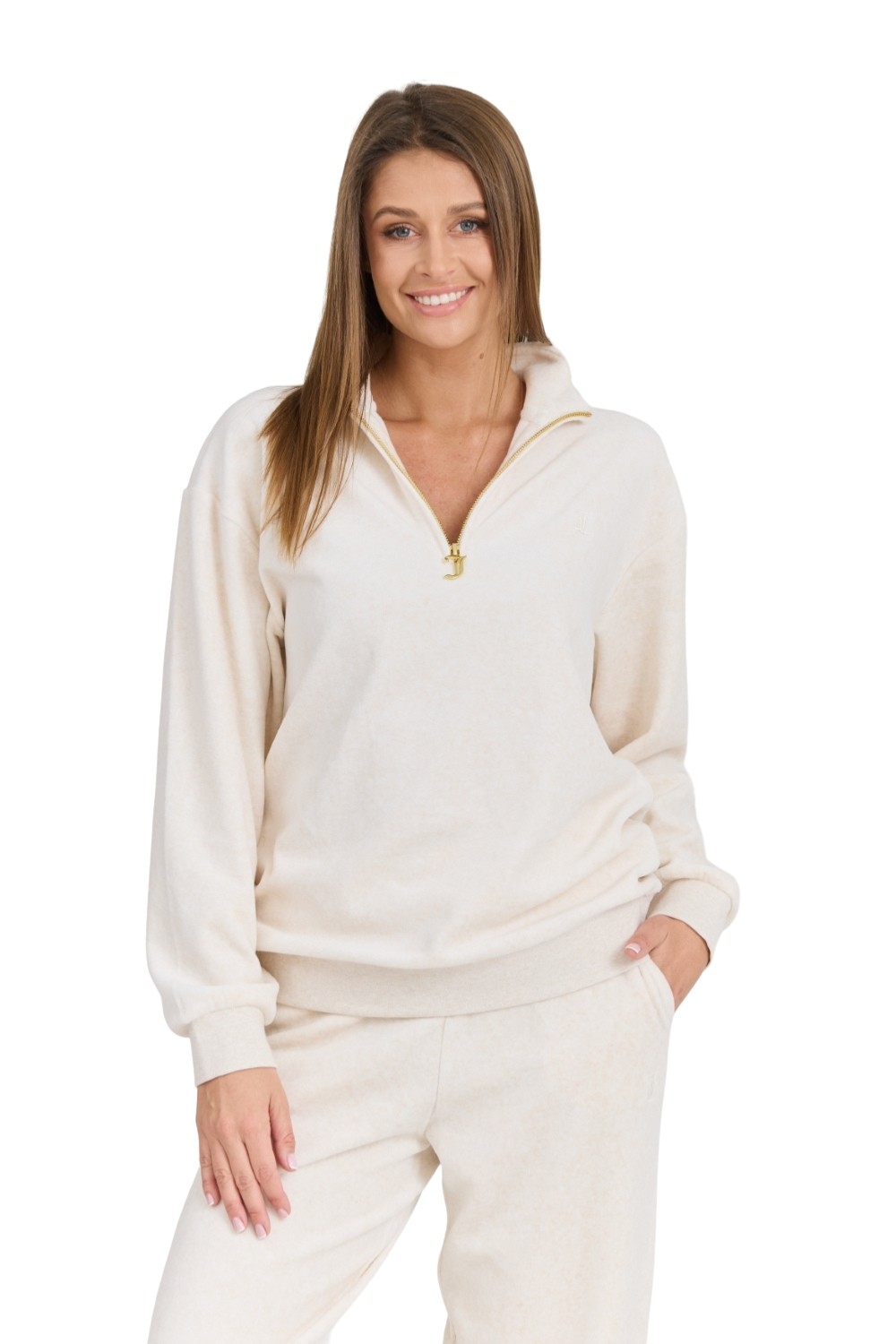 JUICY COUTURE Damska beżowa bluza Pete Pullover Gold