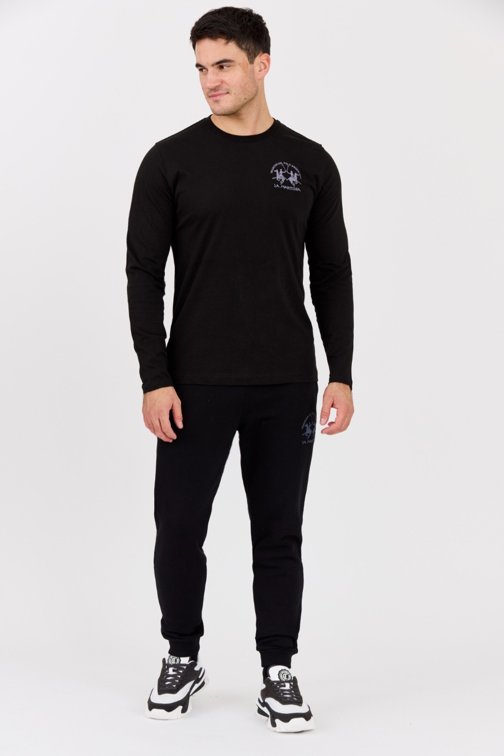 LA MARTINA Black men's longsleeve JERSEY