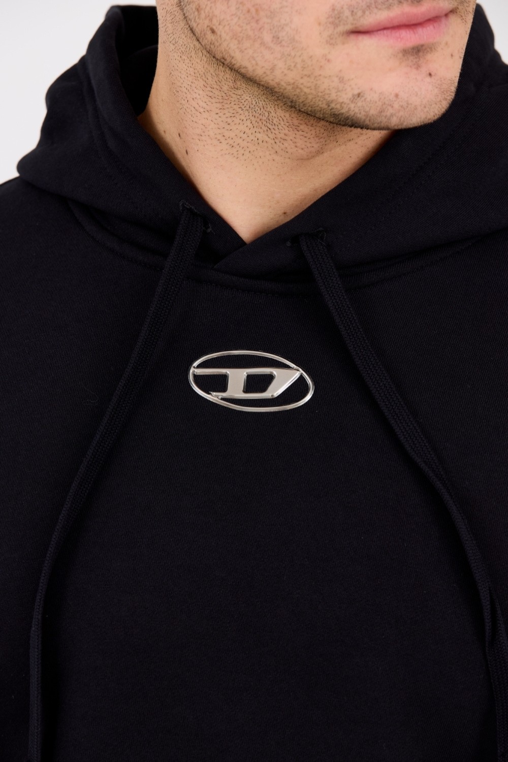 DIESEL Black men's sweatshirt with metallic logo S-MACS-HOOD-OD