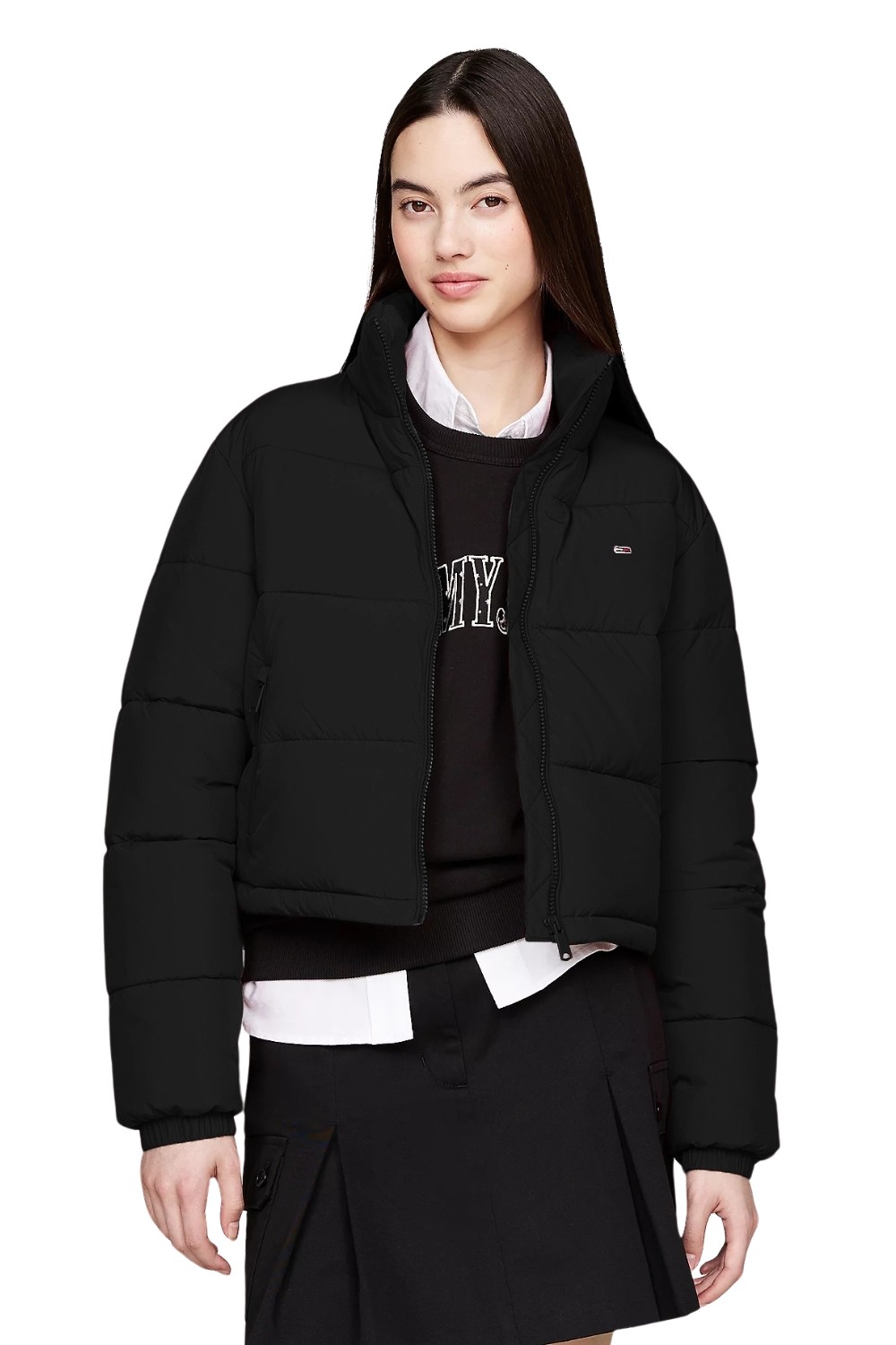 TOMMY JEANS Czarna kurtka damska z drobnym logo