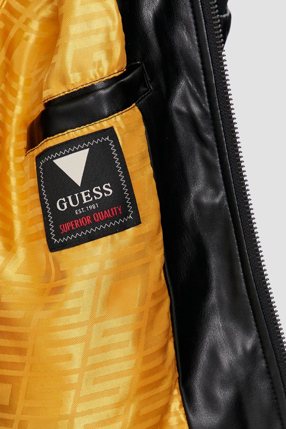 GUESS Skórzany bomber męski District Faux Leather Bomber