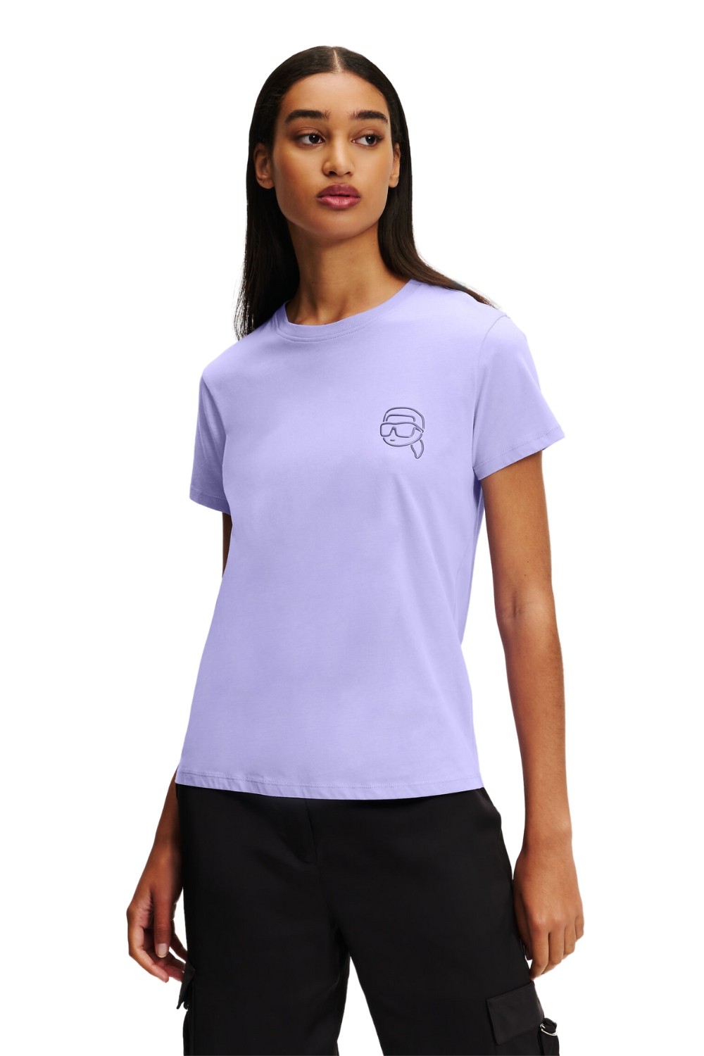 KARL LAGERFELD Лавандова жіноча футболка Ikonik 2.0 Jelly