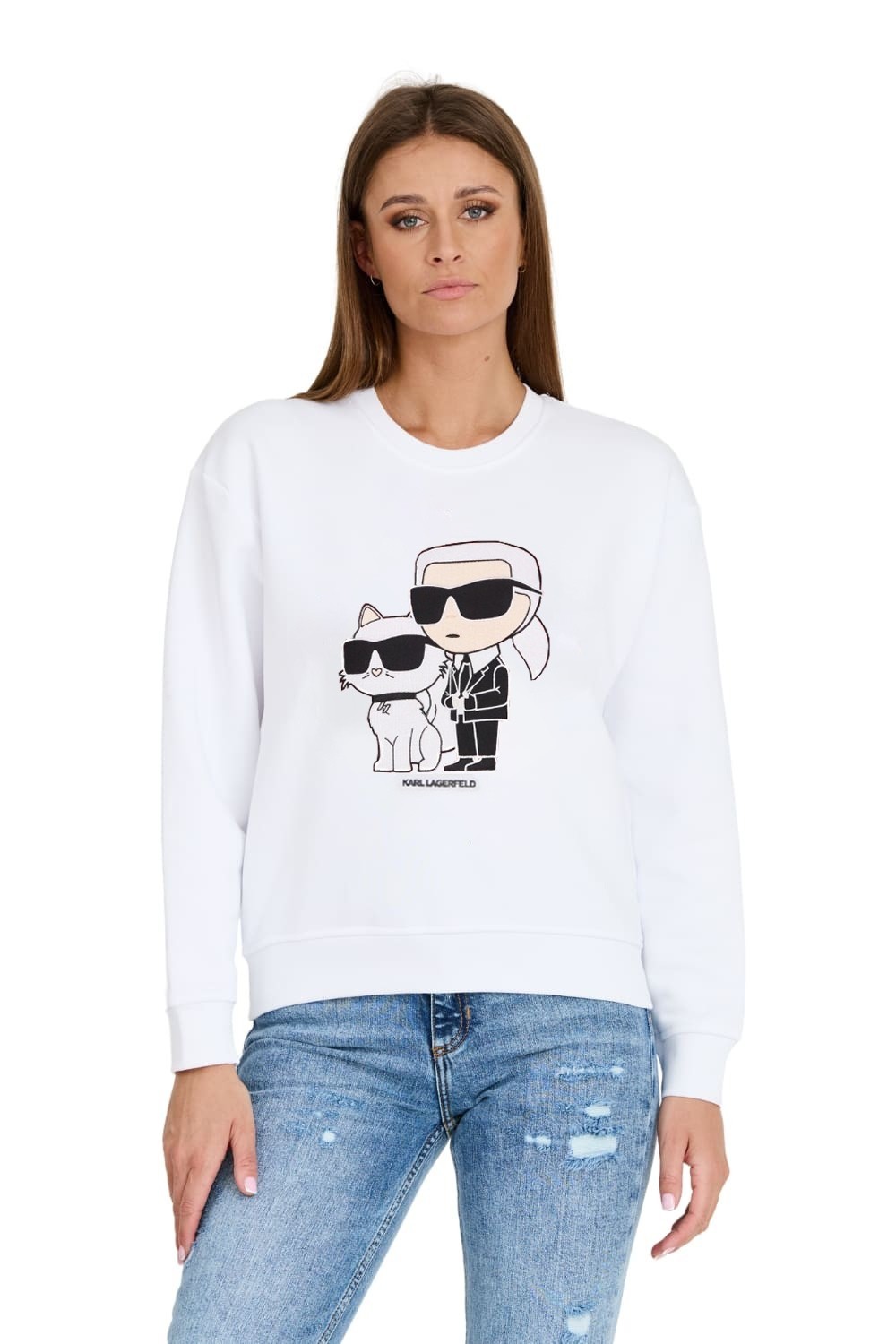 KARL LAGERFELD Biała bluza damska Ikonik 2.0
