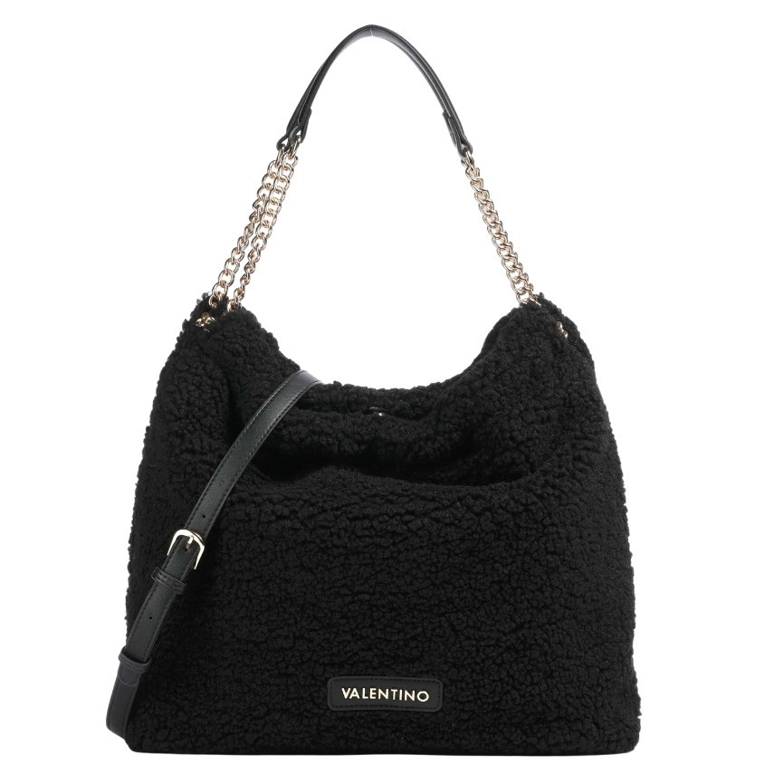 VALENTINO Duża czarna damska torebka worek Qube Hobo Bag