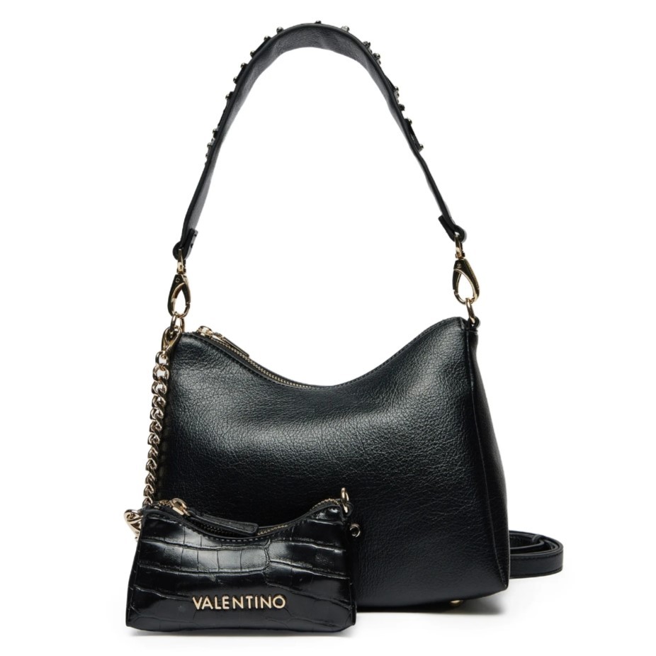 VALENTINO Czarna damska torebka Kalimba Hobo Bag z saszetką