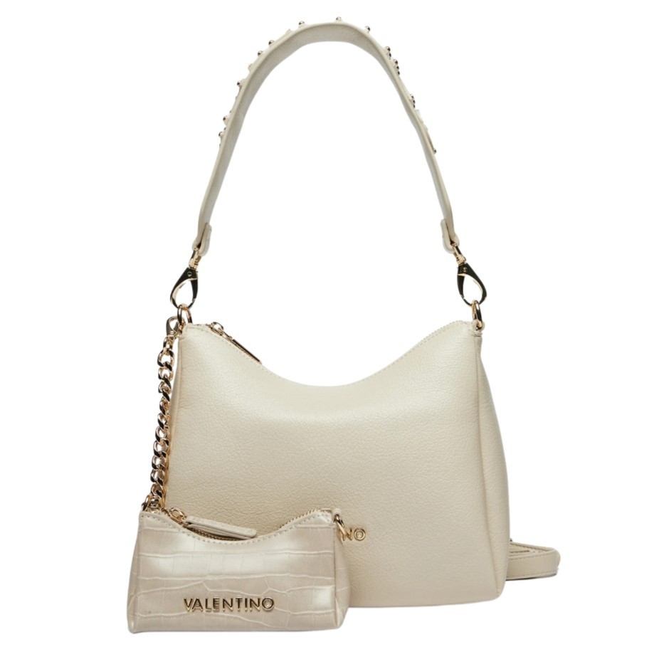 VALENTINO Beżowa damska torebka Kalimba Hobo Bag z saszetką