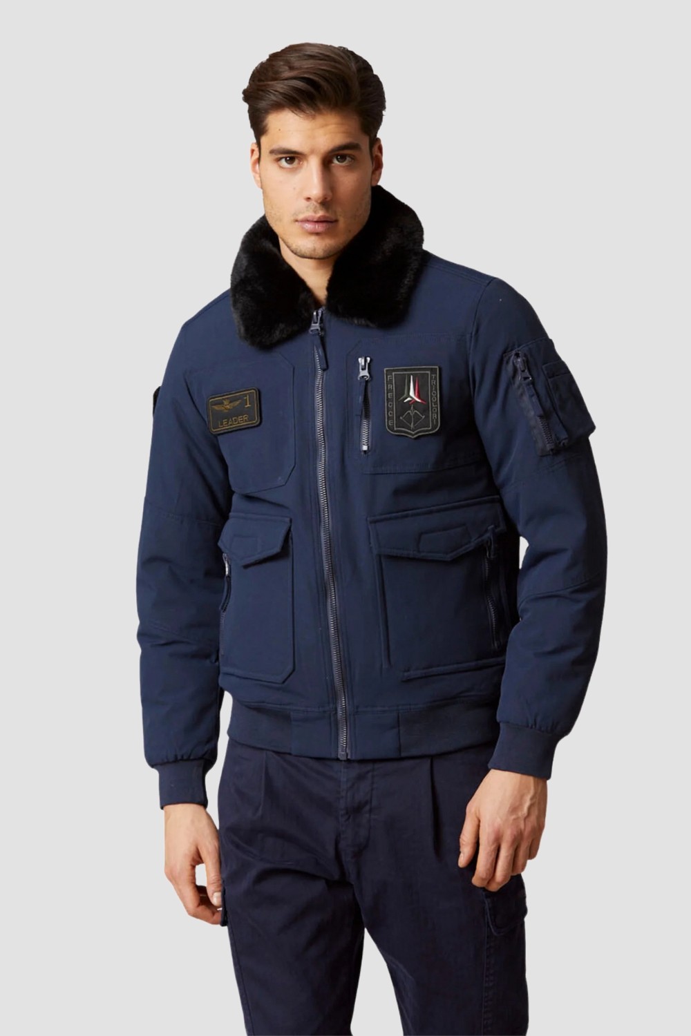 AERONAUTICA MILITARE Men's navy blue Iconic Pilot jacket