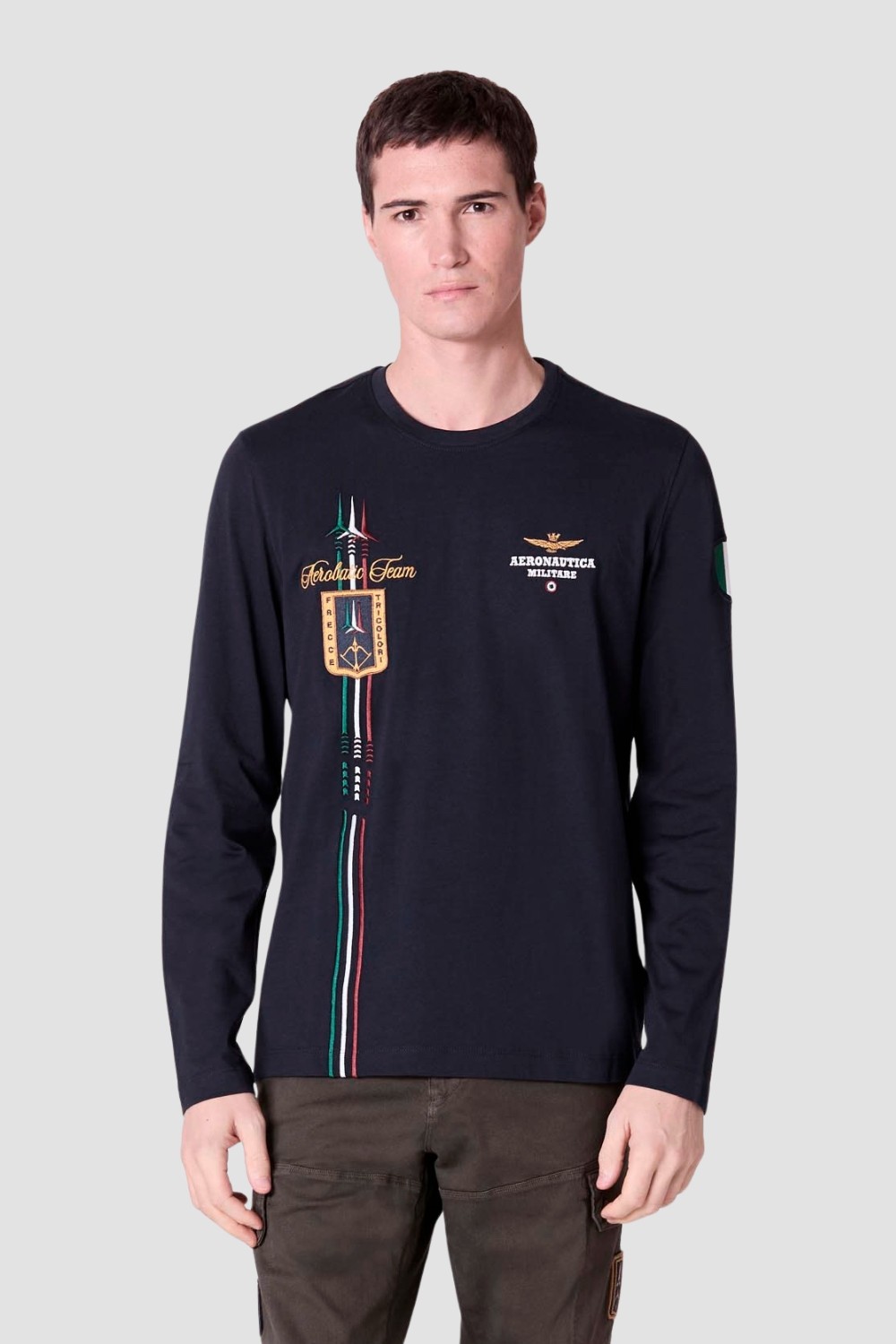 AERONAUTICA MILITARE Navy blue men's longsleeve Crew neck