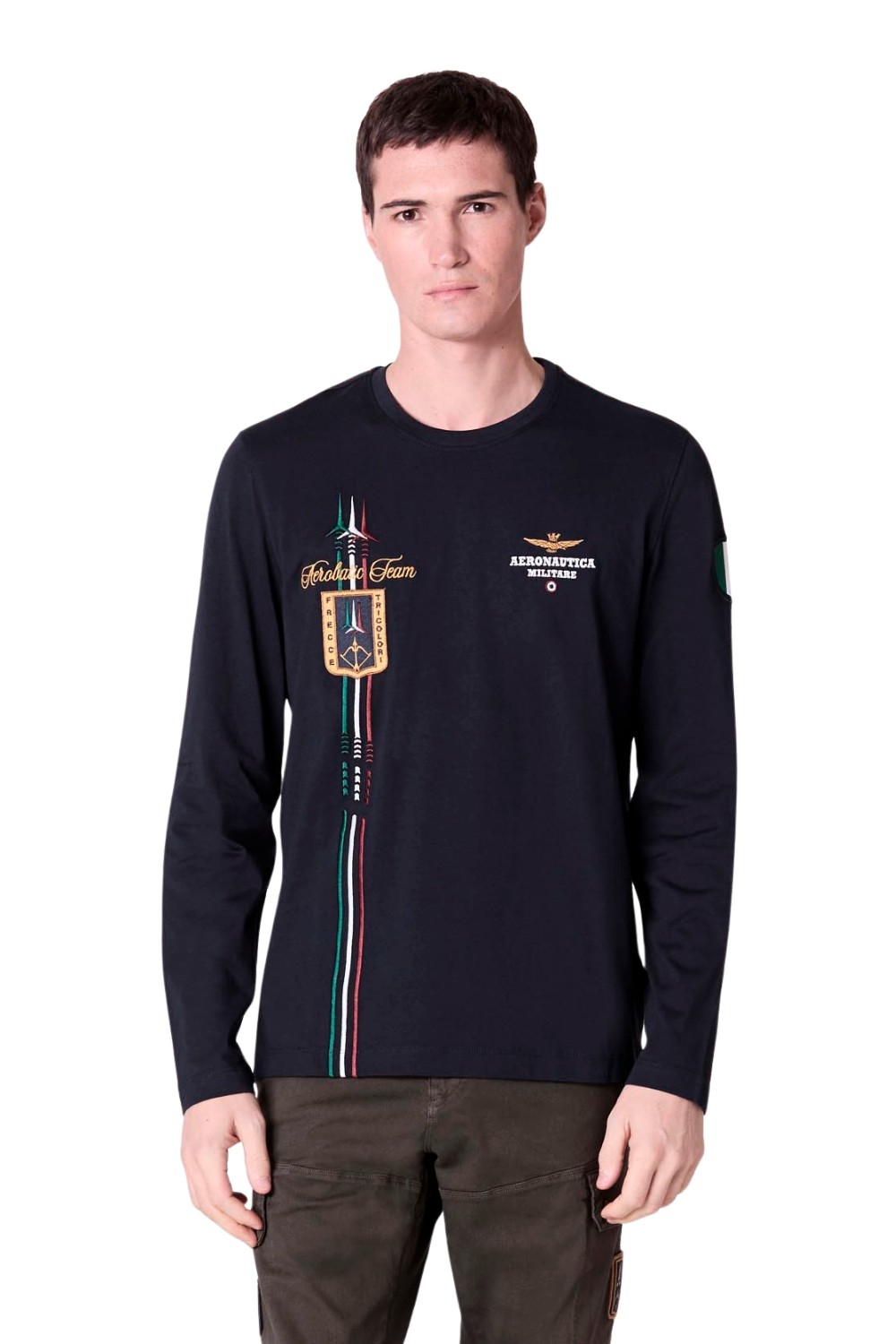 AERONAUTICA MILITARE Navy blue men's longsleeve Crew neck