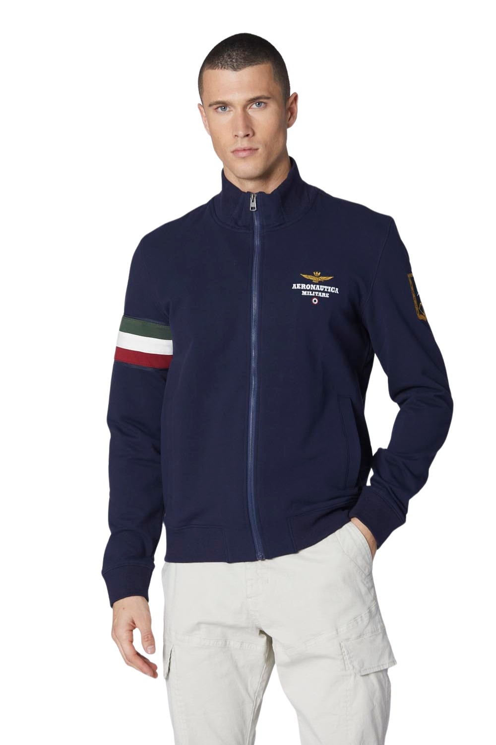 AERONAUTICA MILITARE Men's navy blue zip-up sweatshirt