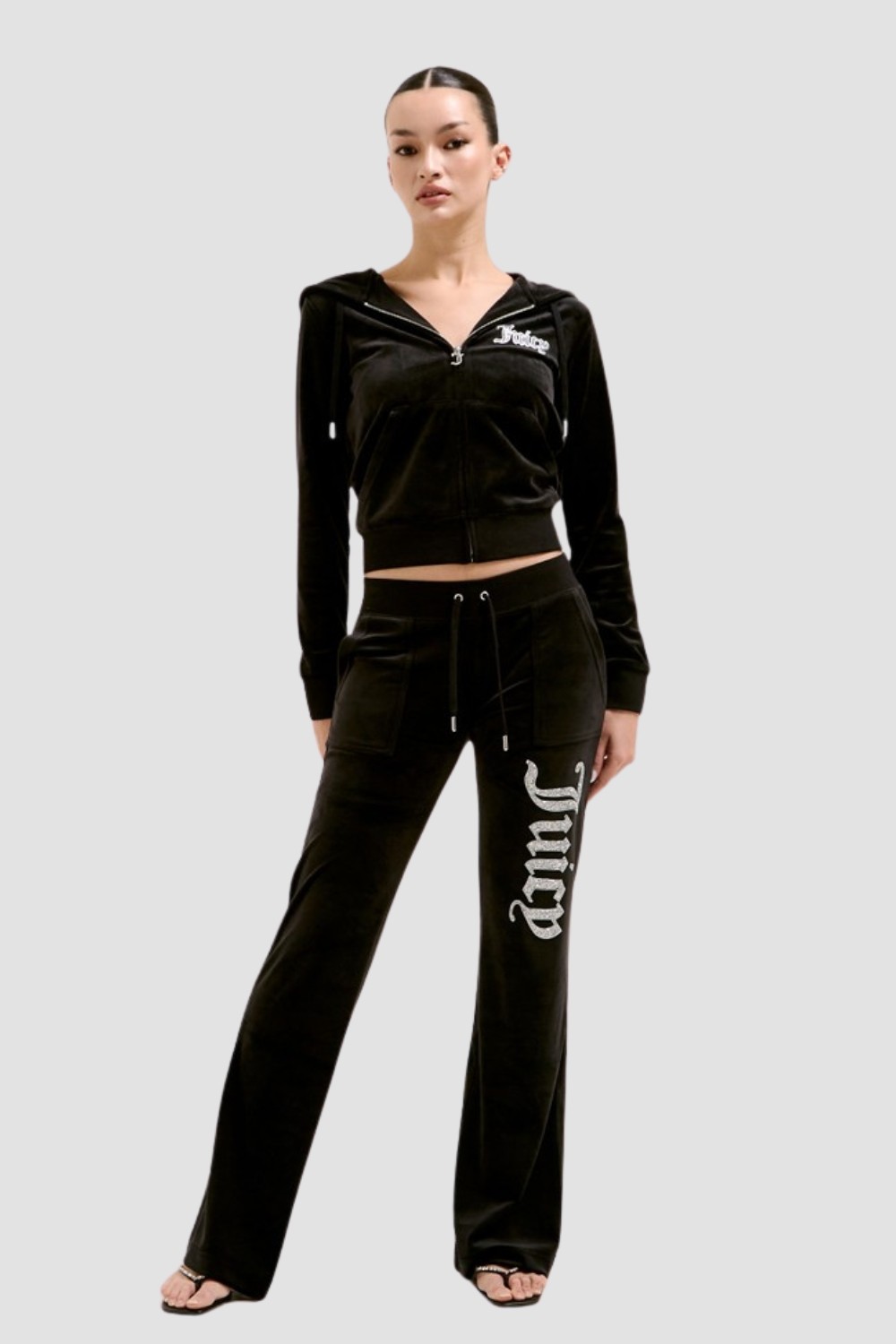 JUICY COUTURE Czarne damskie spodnie dresowe Layla Caviar Trackpant