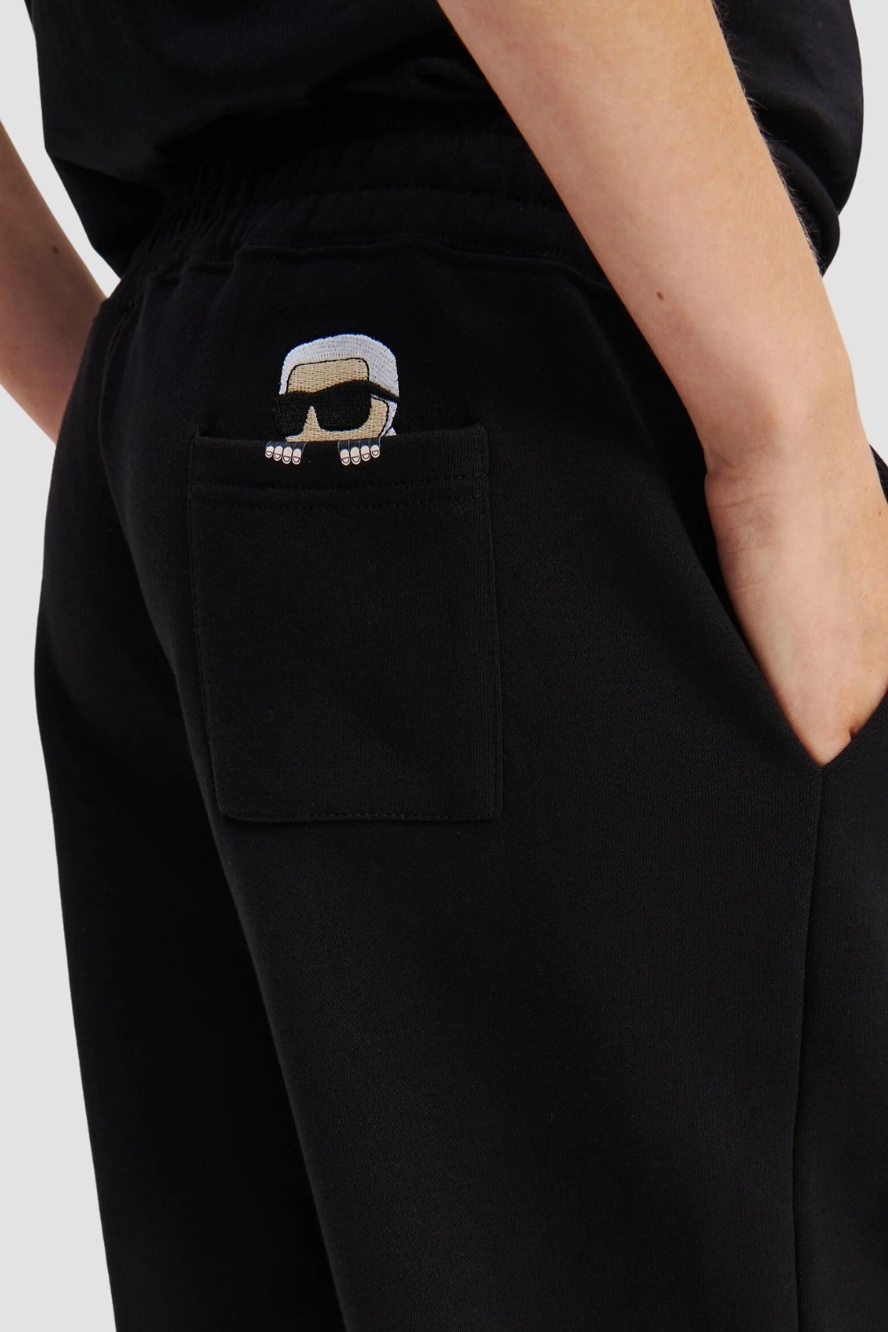 KARL LAGERFELD Czarne damskie spodnie dresowe Ikon Peak-a-Boo