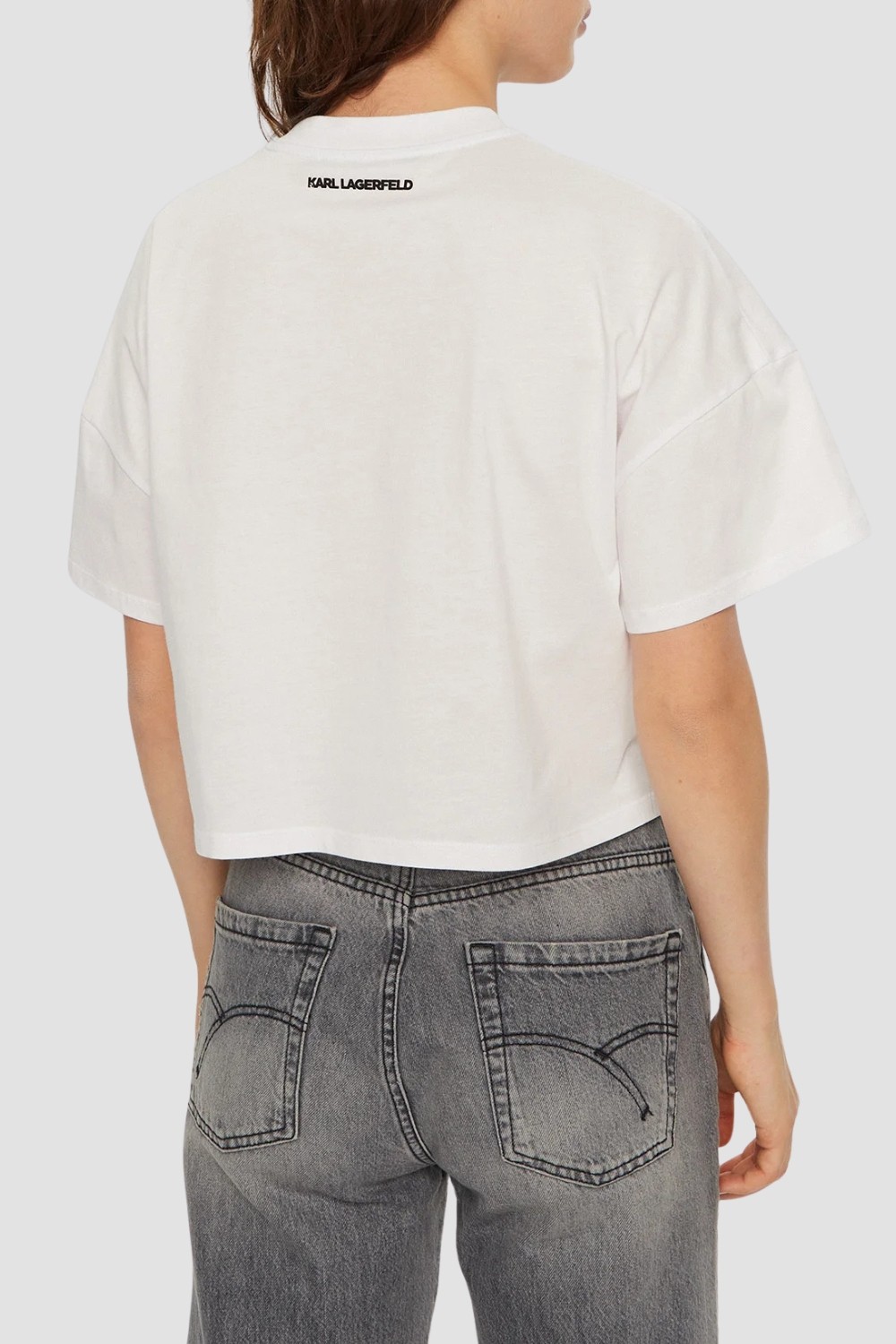 KARL LAGERFELD Biały damski top Hearts Cropped