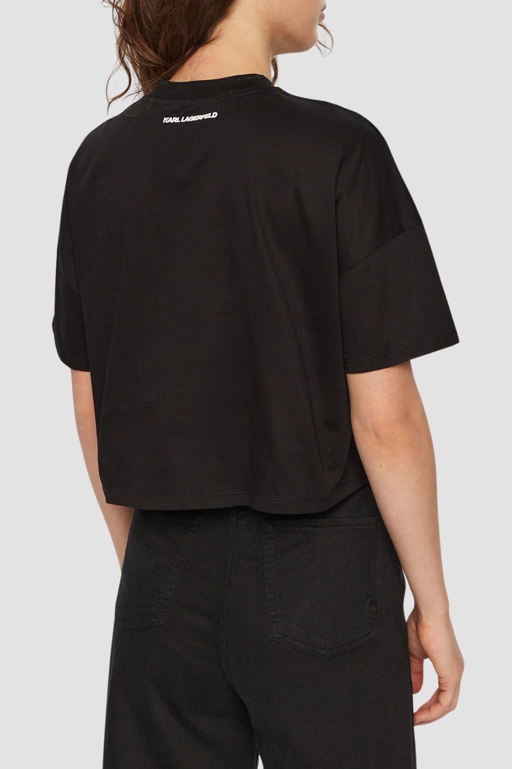 KARL LAGERFELD Czarny damski top Hearts Cropped