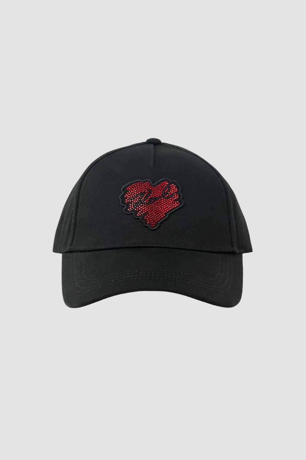 KARL LAGERFELD Czarna damska czapka z daszkiem z sercem
