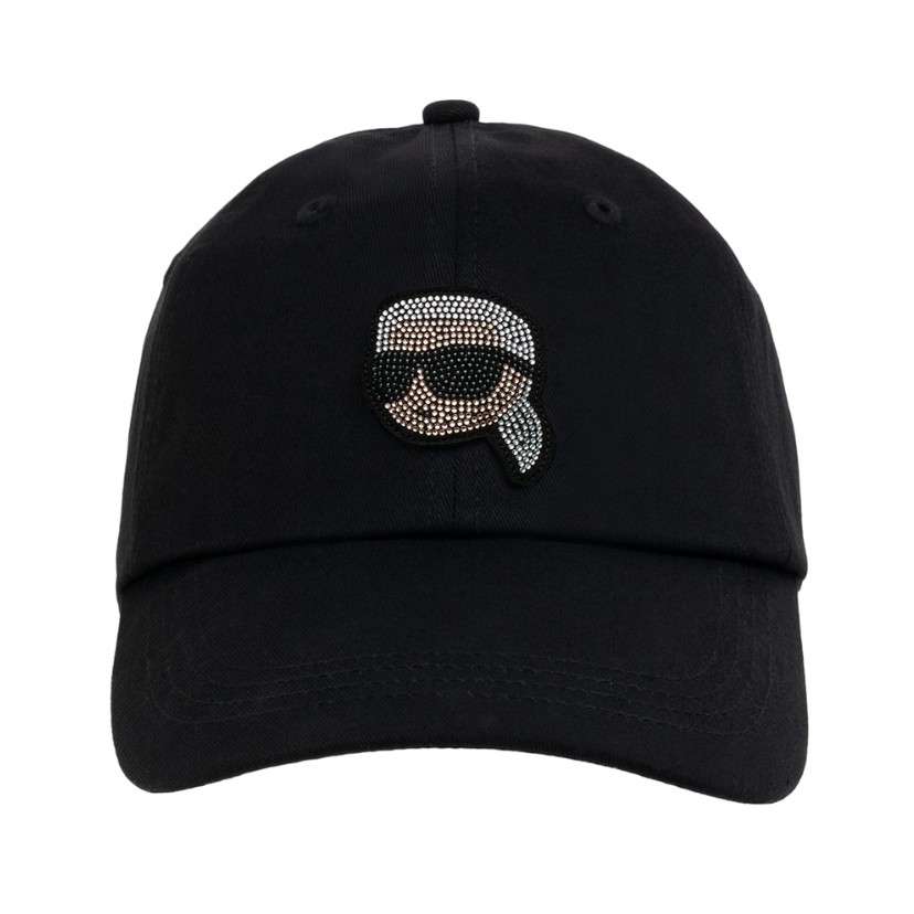 KARL LAGERFELD Black women's Ikon Rhinestones baseball cap
