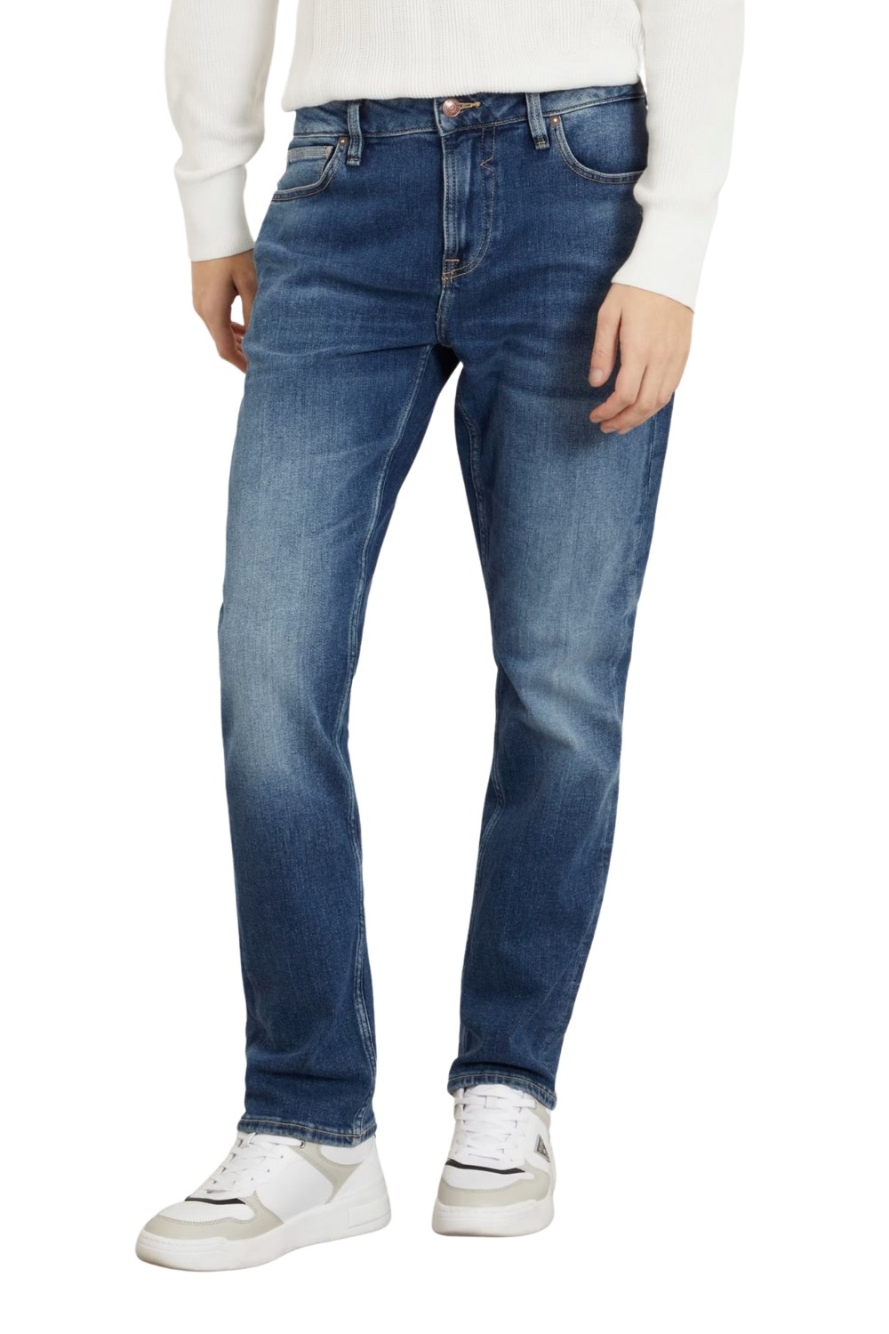 GUESS Granatowe męskie spodnie jeansowe Angels