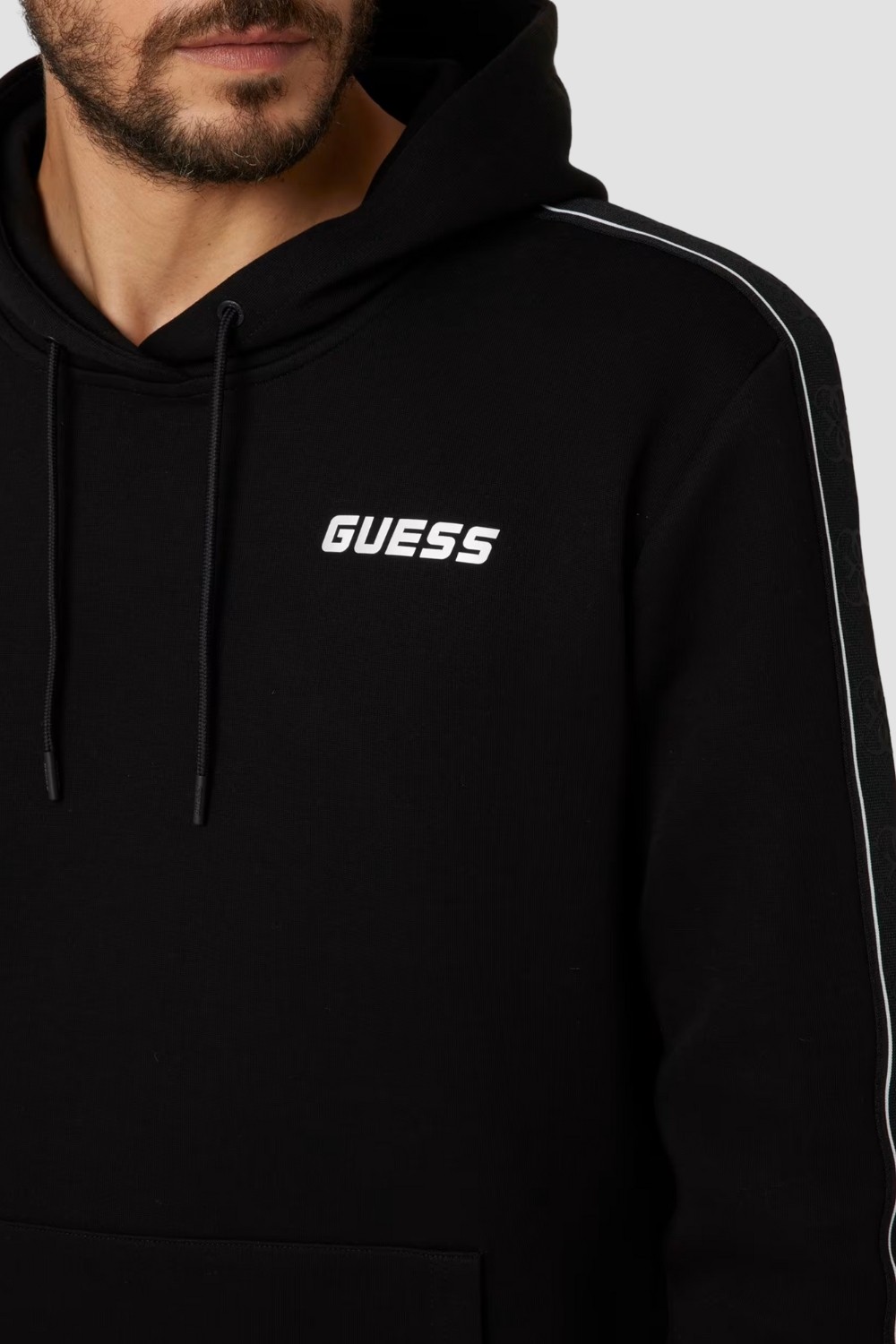 Чорний чоловічий світшот GUESS у смужку Міккі