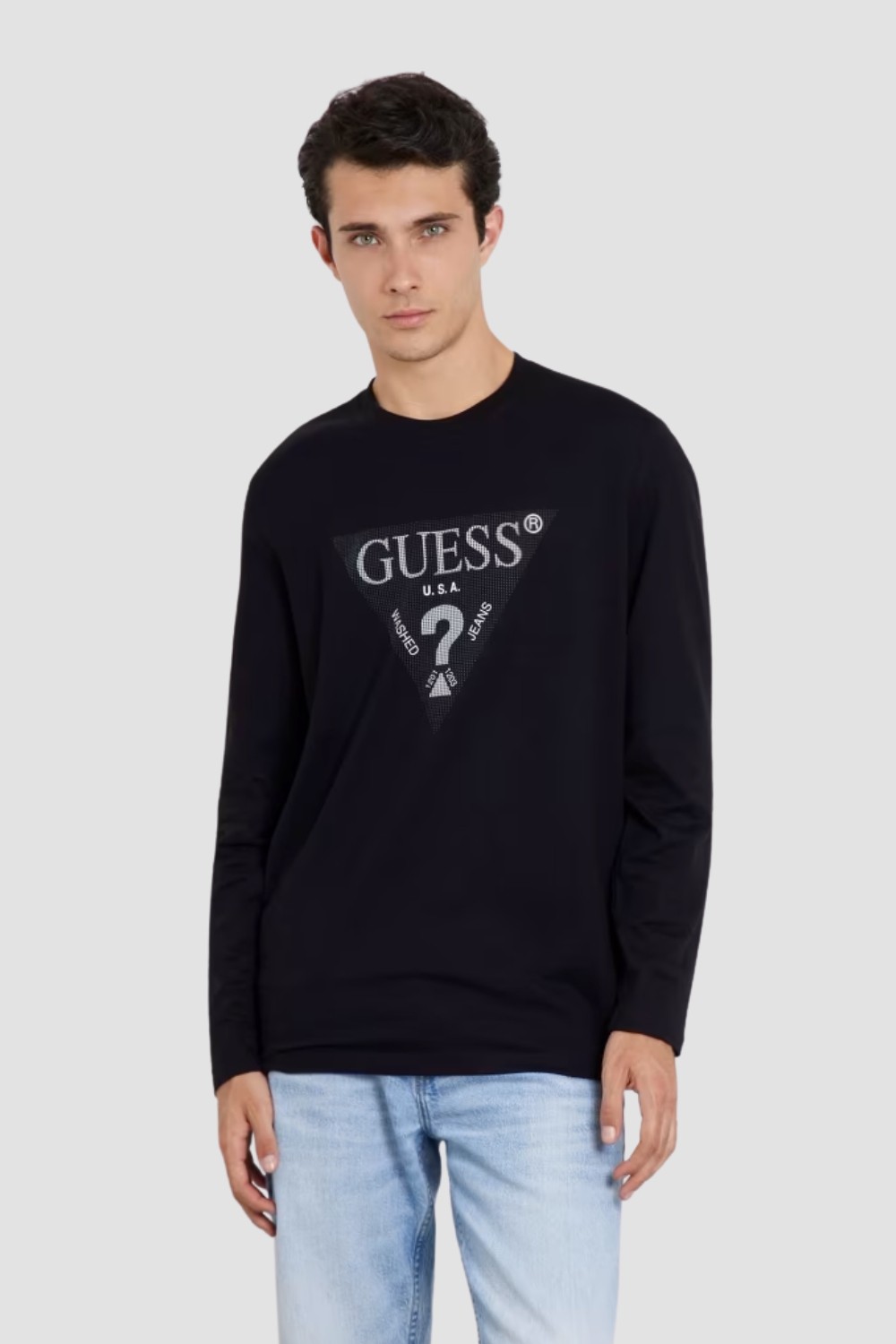 GUESS Czarny męski longsleeve Ls Cn