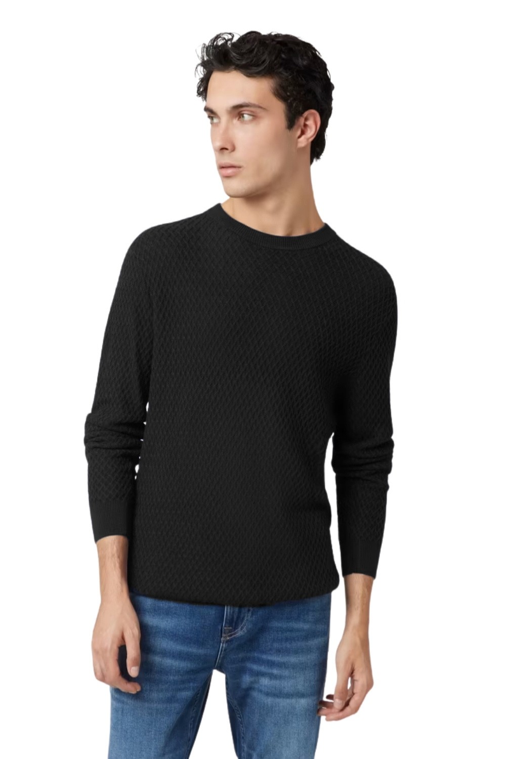 GUESS Czarny sweter męski Davin Cn Ls