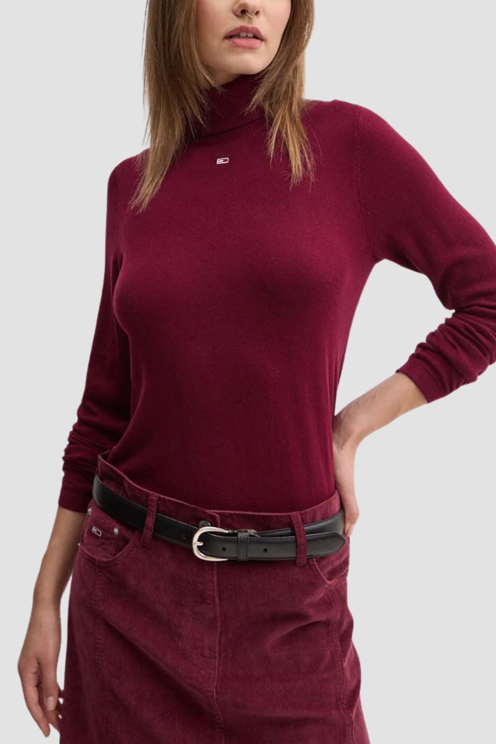 TOMMY JEANS Бордова жіноча водолазка