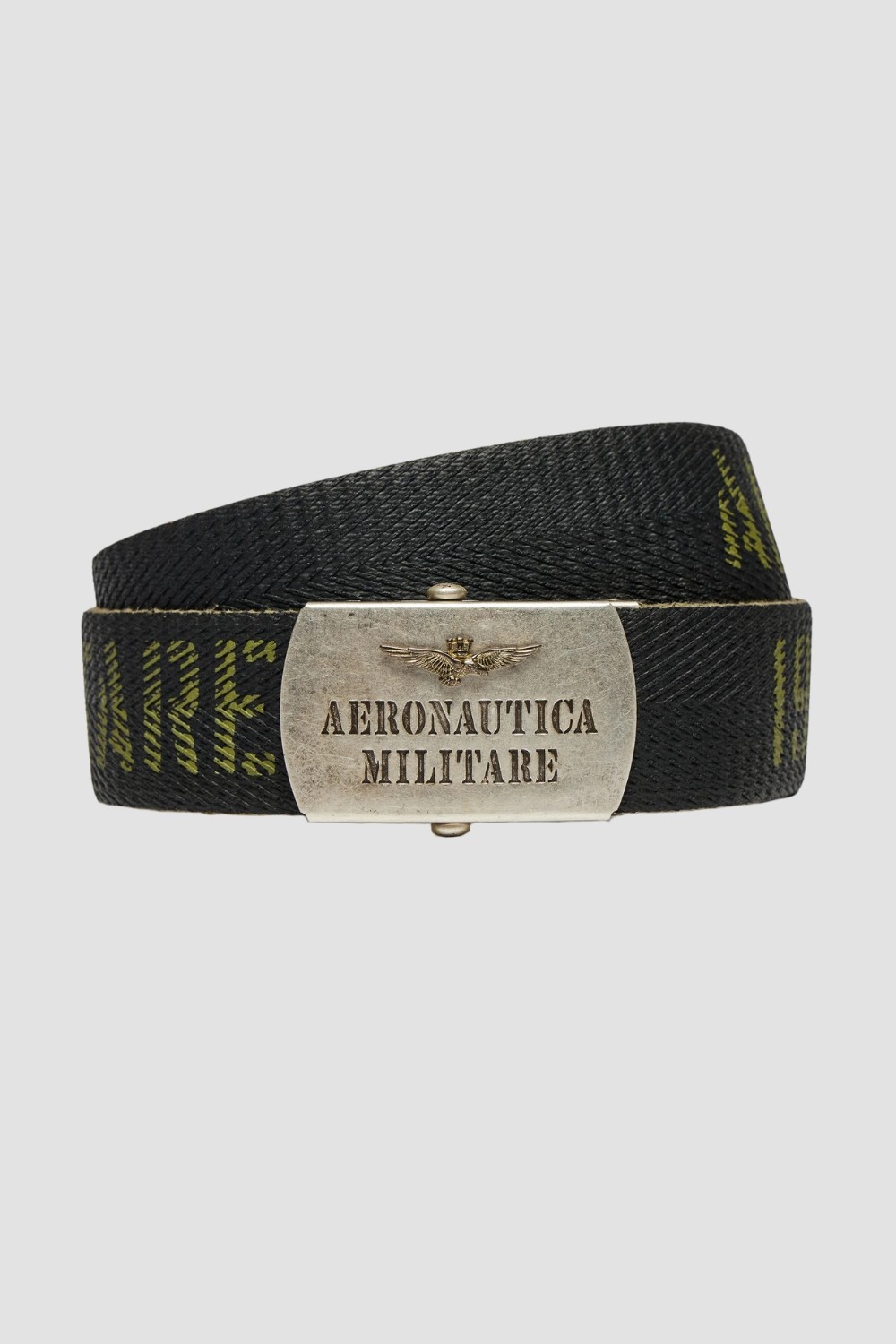 AERONAUTICA MILITARE Zielony męski pasek Herringbone Ribbon Bel