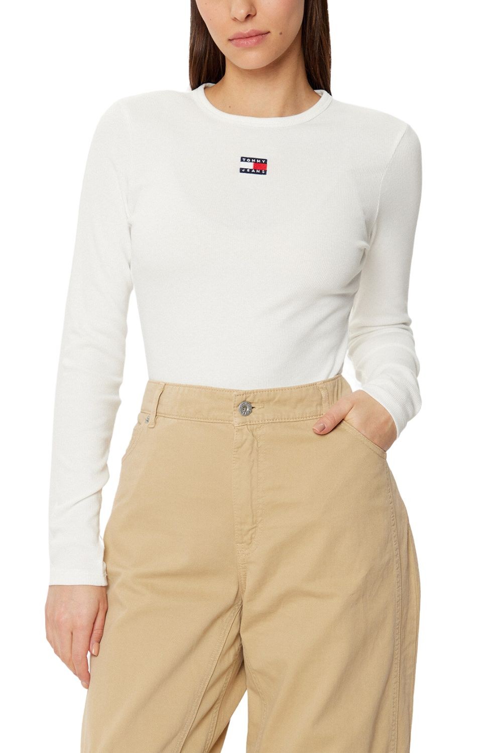 TOMMY JEANS Бежевий жіночий лонгслів