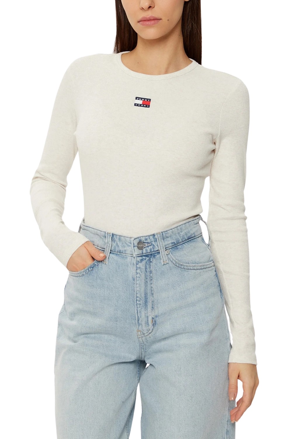 TOMMY JEANS Beżowy damski longsleeve