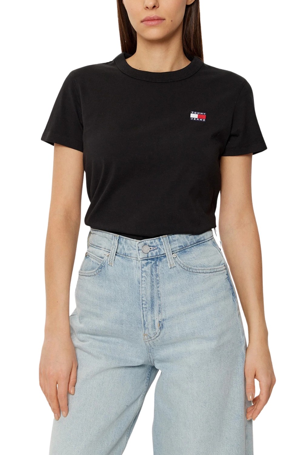 TOMMY JEANS Czarny damski t-shirt z małym logo