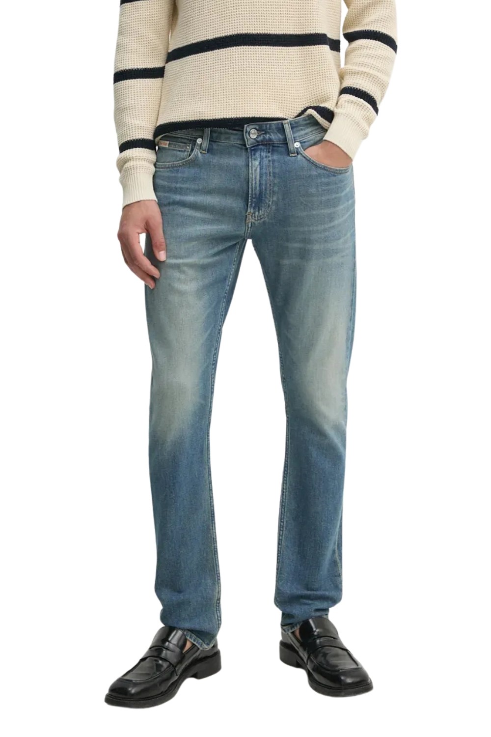 CALVIN KLEIN Błękitne męskie jeansy Slim