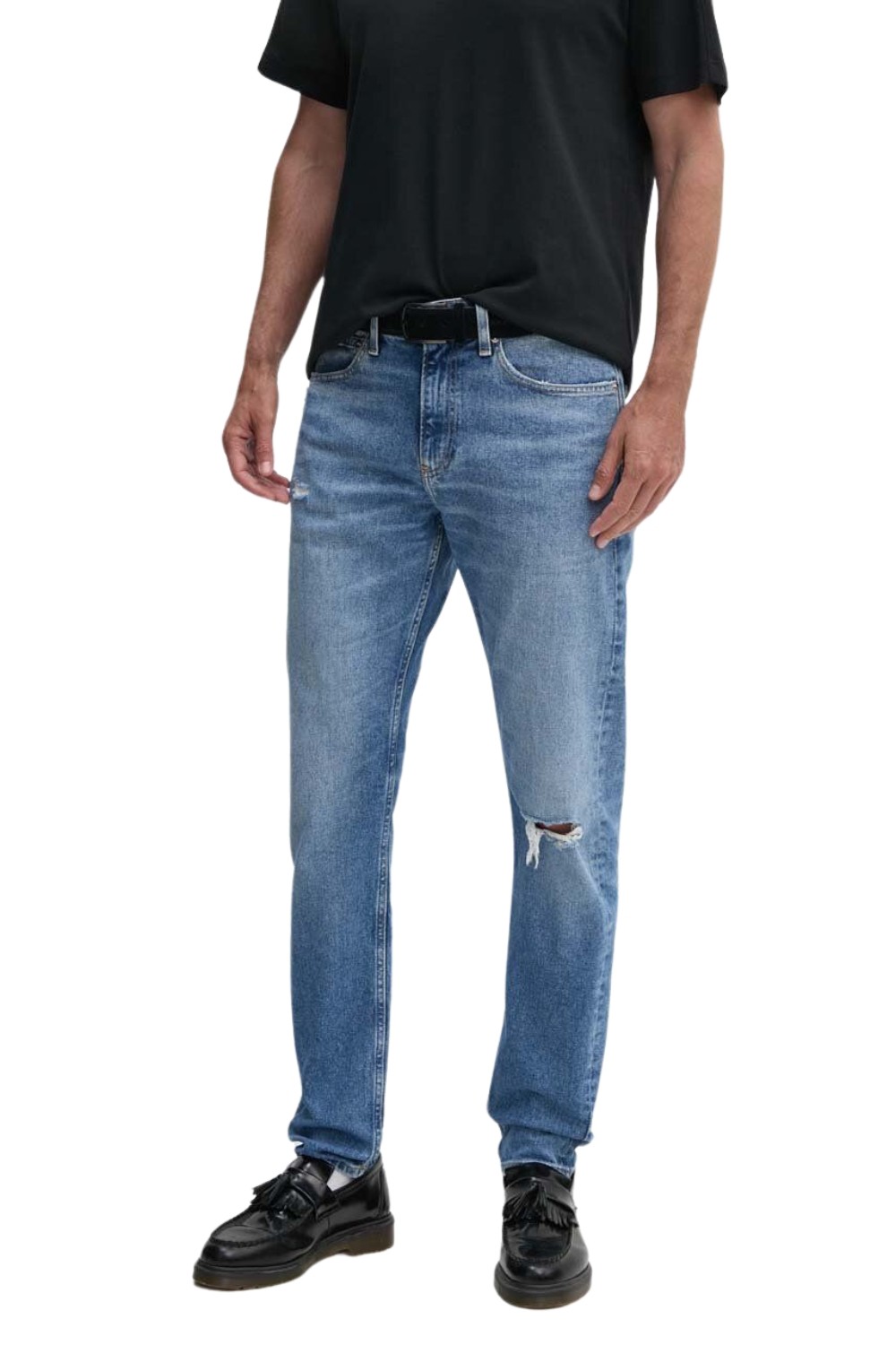 CALVIN KLEIN Błękitne męskie jeansy Slim Taper