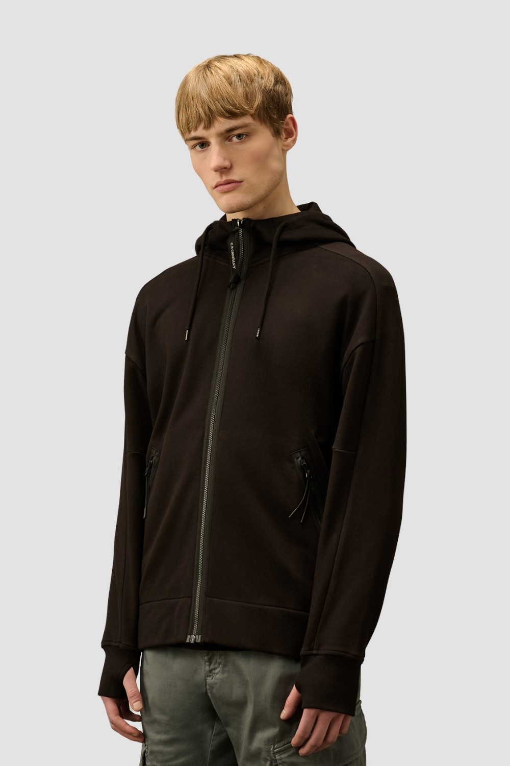 C.P. COMPANY Czarna męska bluza Hooded Open
