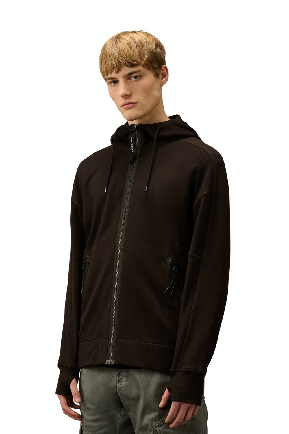 C.P. COMPANY Czarna męska bluza Hooded Open
