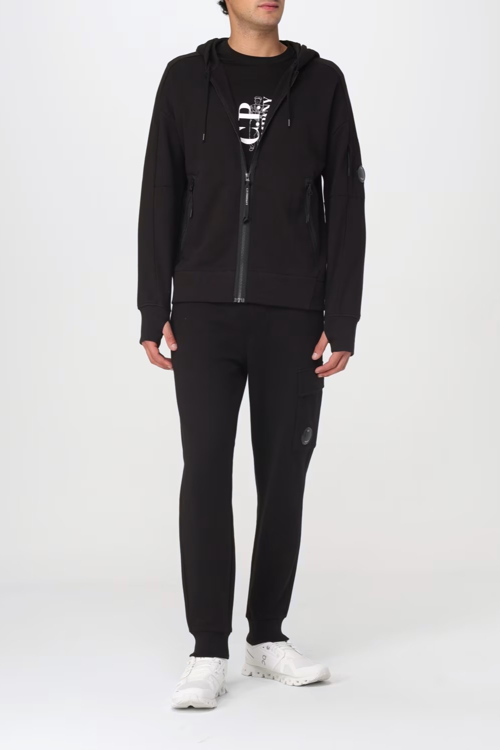 C.P. COMPANY Czarna męska bluza Hooded Open