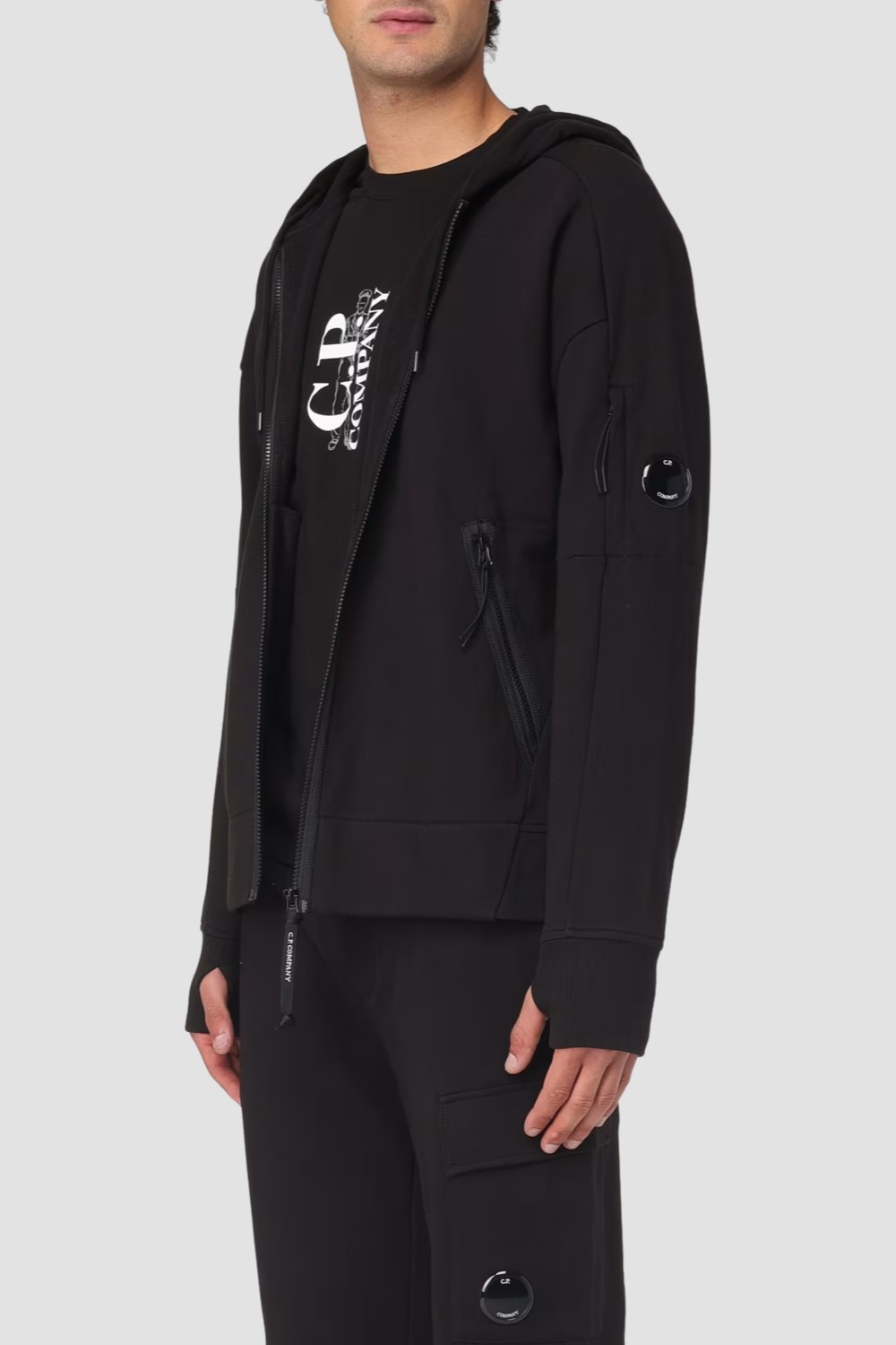 C.P. COMPANY Czarna męska bluza Hooded Open