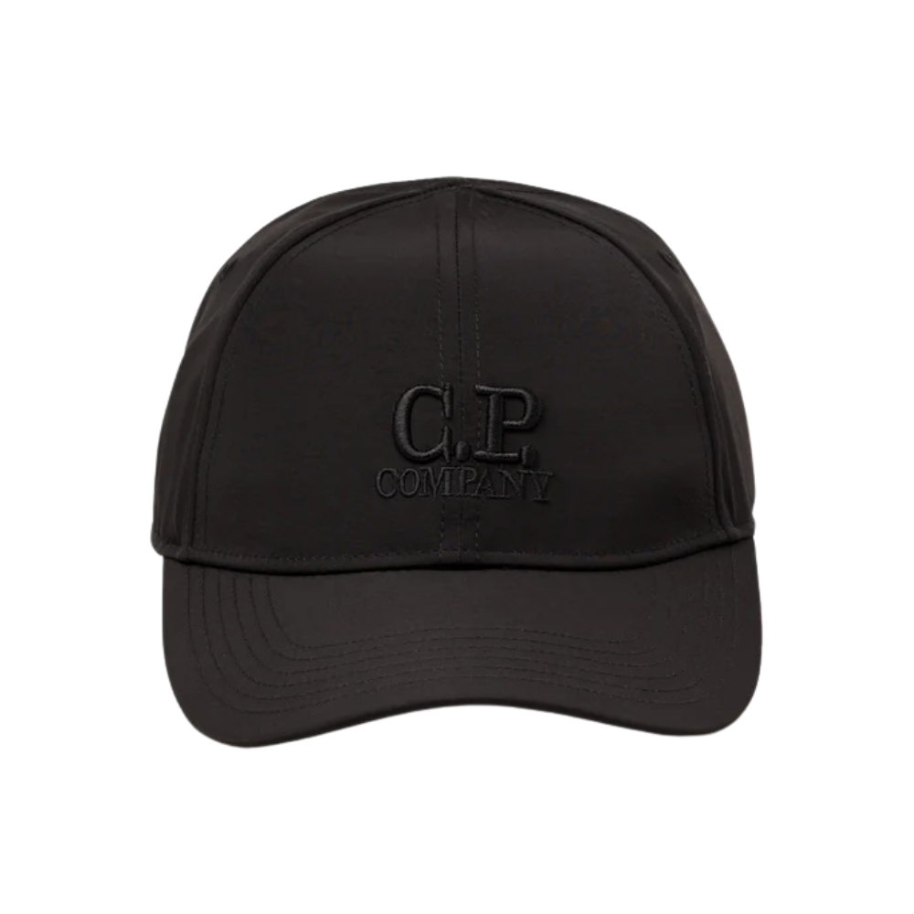 C.P. COMPANY Czarna atlasowa czapka z daszkiem