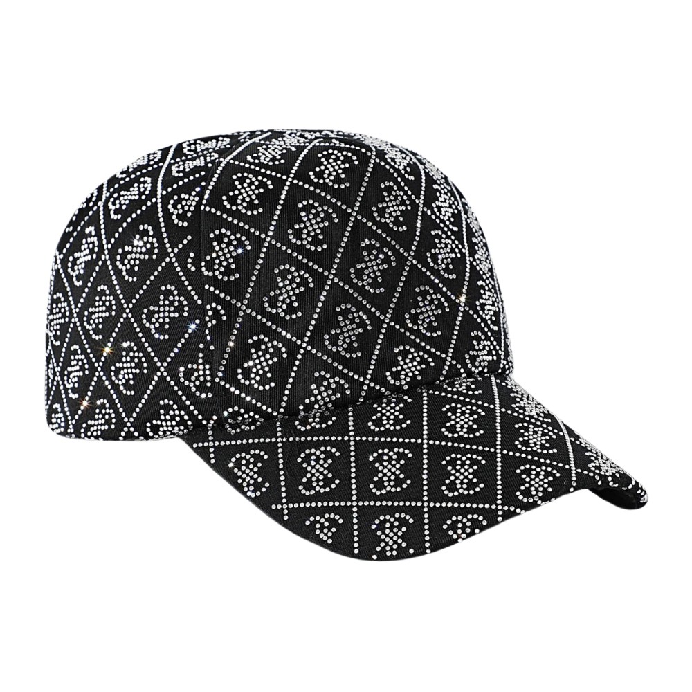 GUESS Czarna damska czapka z cyrkoniami