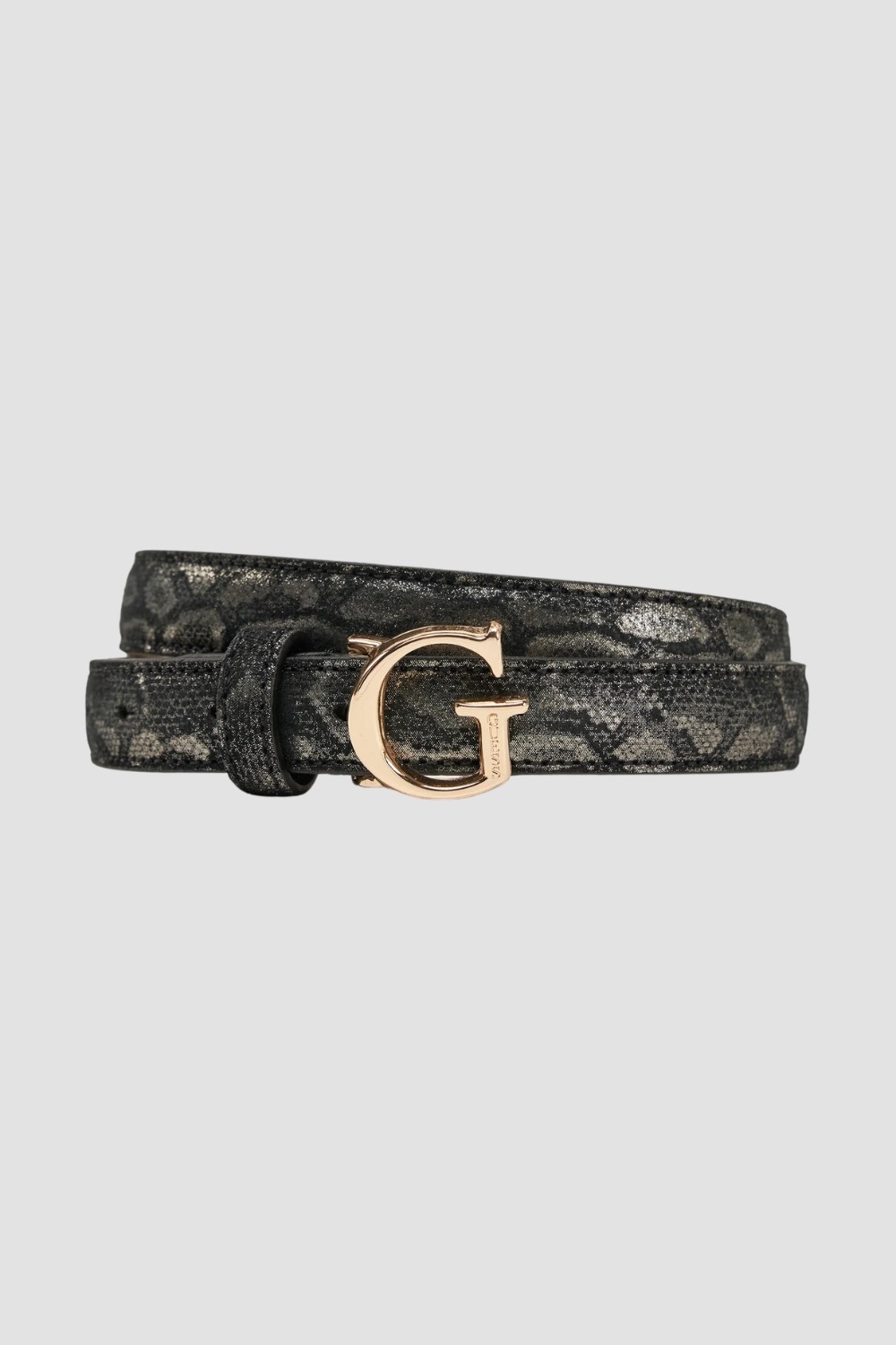GUESS Czarny damski pasek z printem węża Adj Belt H30