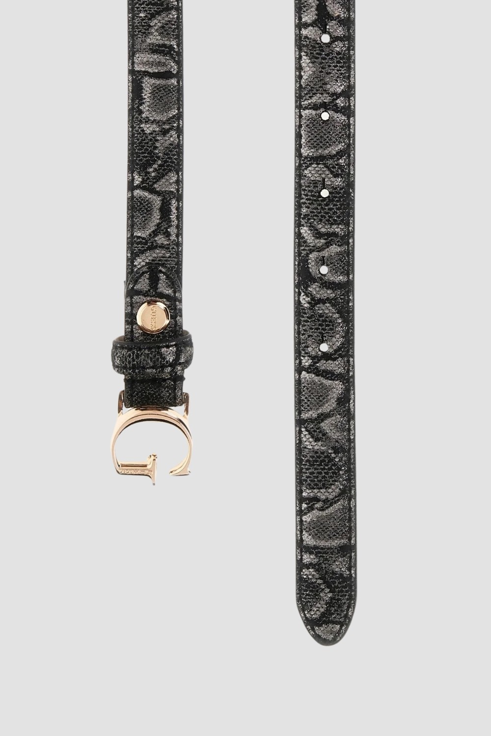 GUESS Czarny damski pasek z printem węża Adj Belt H30