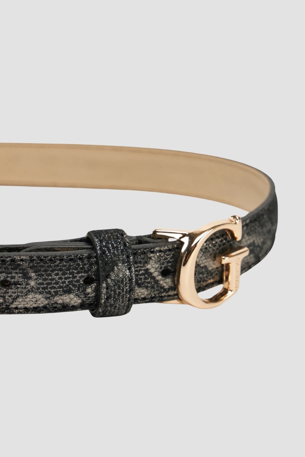 GUESS Czarny damski pasek z printem węża Adj Belt H30