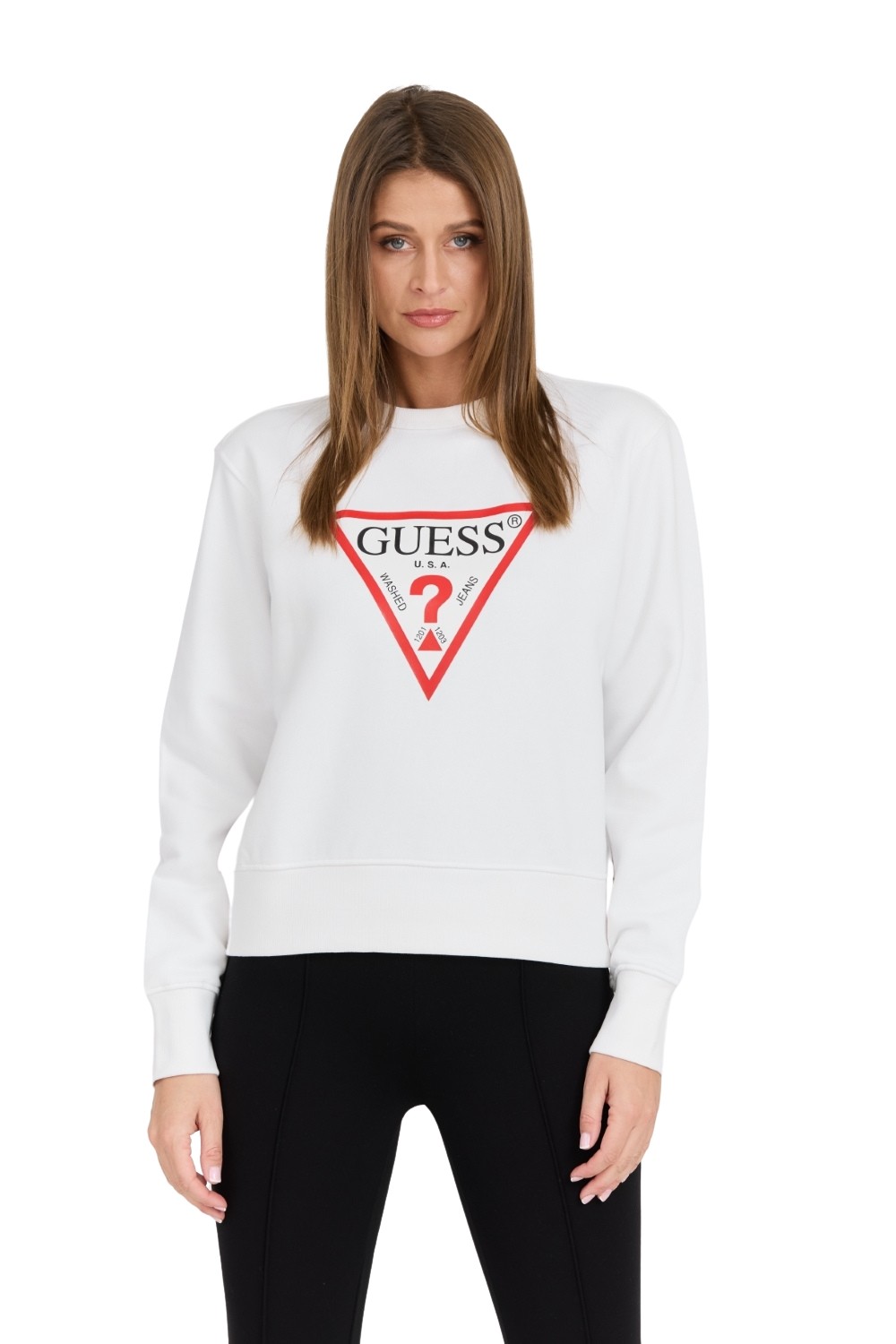 GUESS Women's white sweatshirt with large logo Original Fleece