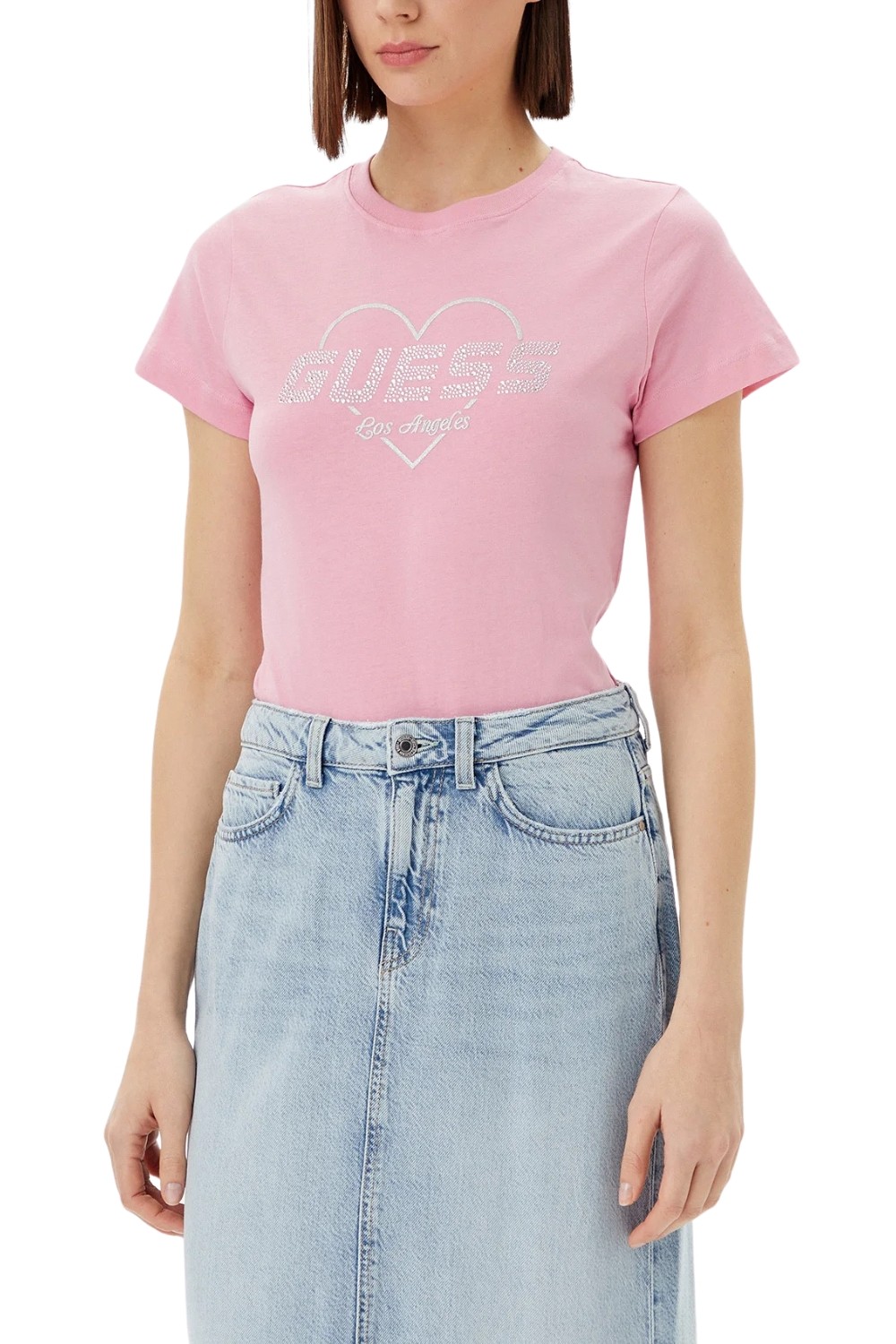 GUESS Różowy damski t-shirt Narciso