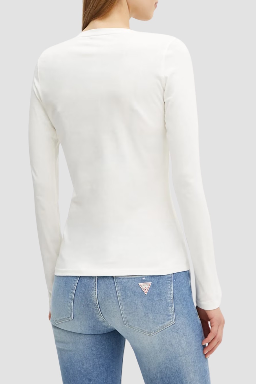 GUESS Biały damski longsleeve Love Tee
