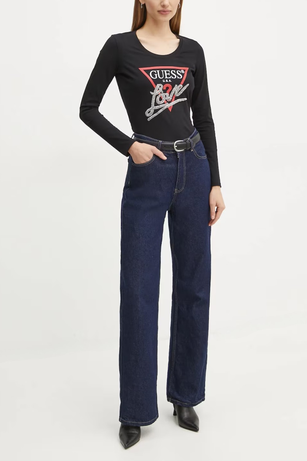 GUESS Czarny damski longsleeve Love Tee