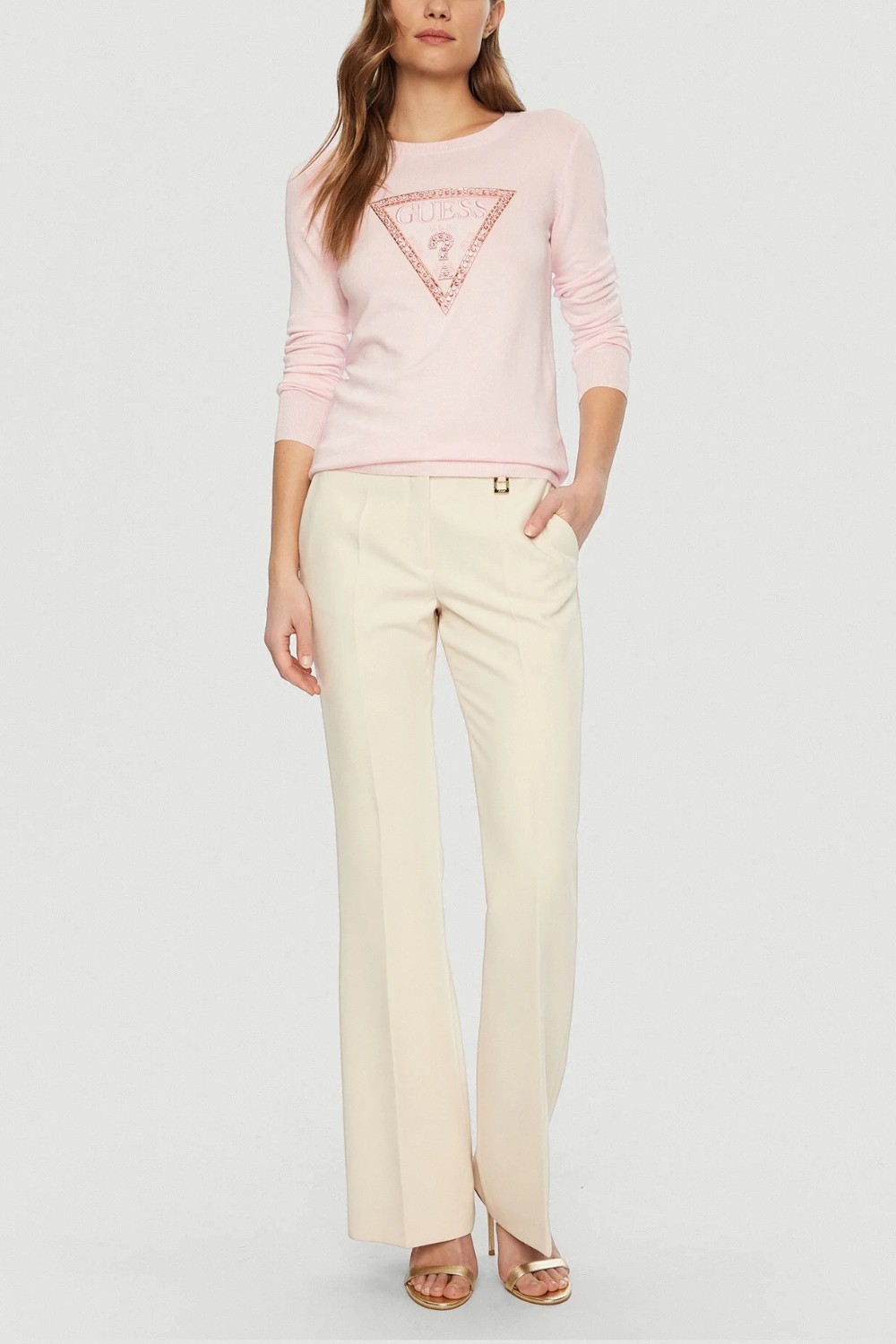 GUESS Różowy damski sweter Ivory